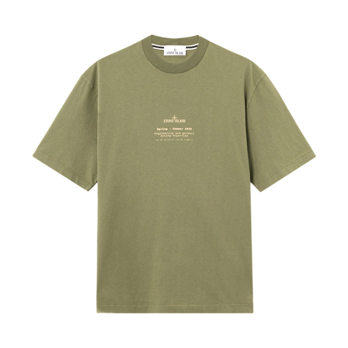 L1S1521000-01S0285-V005G Stone Island 2100001 Organic Cotton Jersey Regular-Fit T-Shirt with Stone Print Military Green - 26SS