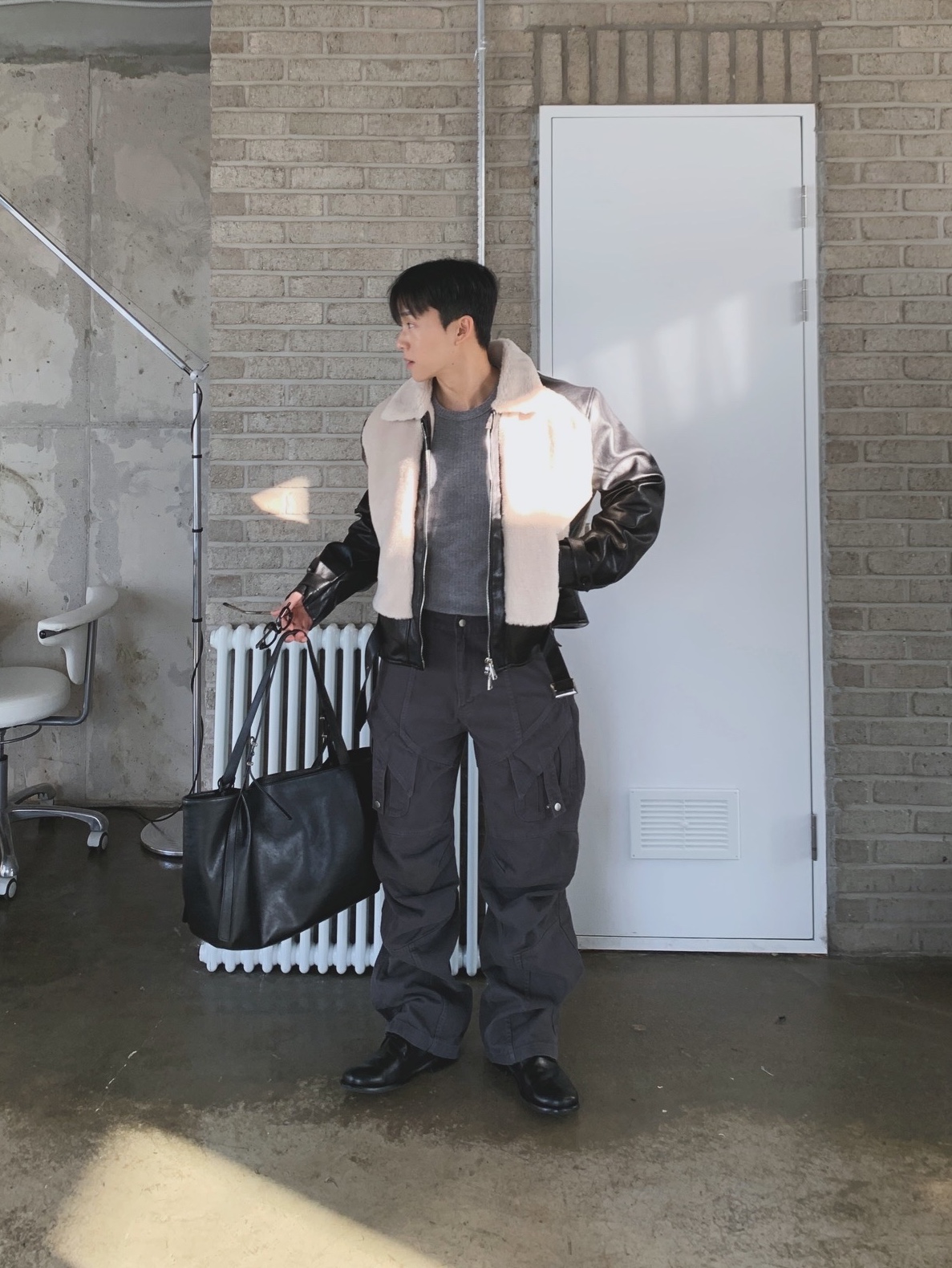 Yase Mud Horsehide Derby Black 착용 스타일 - 1