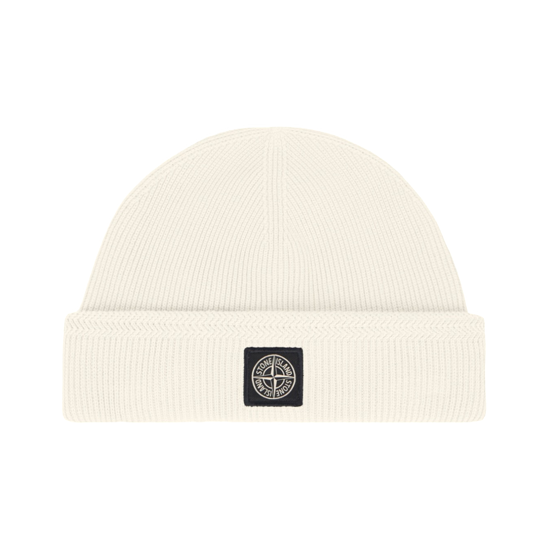 스톤 아일랜드 N100102 립드 소프트 오가닉 코튼 비니 컴퍼스 로고 패치 아이보리 - 26SS(Stone Island N100102 Ribbed Soft Organic Cotton Beanie with Compass Logo Patch Ivory - 26SS) - 1