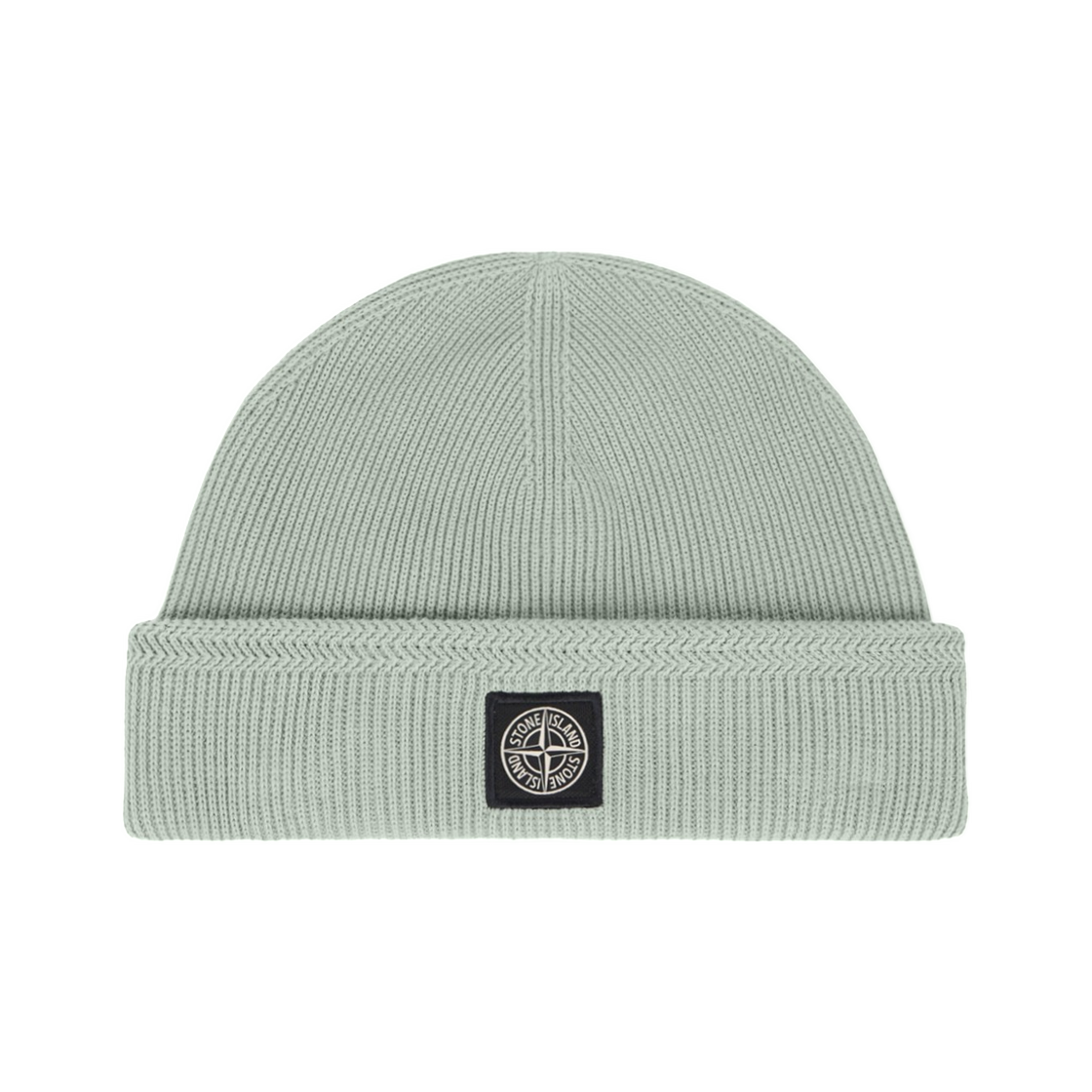 스톤 아일랜드 N100102 립드 소프트 오가닉 코튼 비니 컴퍼스 로고 패치 세이지 그린 - 26SS(Stone Island N100102 Ribbed Soft Organic Cotton Beanie with Compass Logo Patch Sage Green - 26SS) - 1