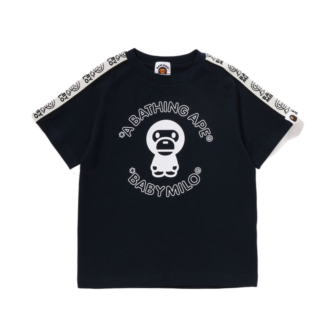 (키즈) 베이프 베이비 마일로 라인 테이프 티셔츠 네이비((Kids) BAPE Baby Milo Line Tape T-Shirt Navy)