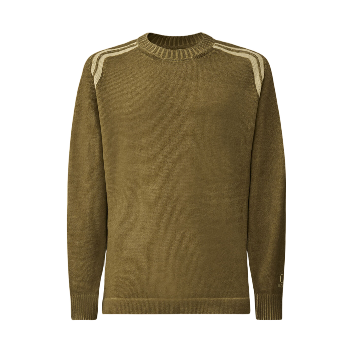 20CMKN088A110647S644 C.P. Company Cotton Chenille Double Dyed Crewneck Sweater Dried Herb Green - 26SS