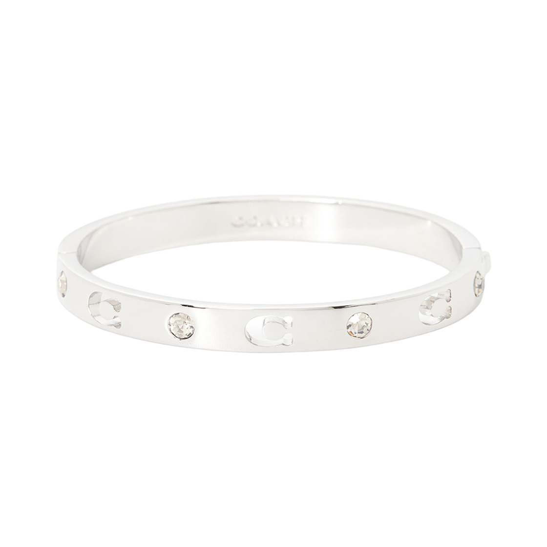 440616-RHO030 (W) Coach Signature Stone Bangle Bracelet Silver