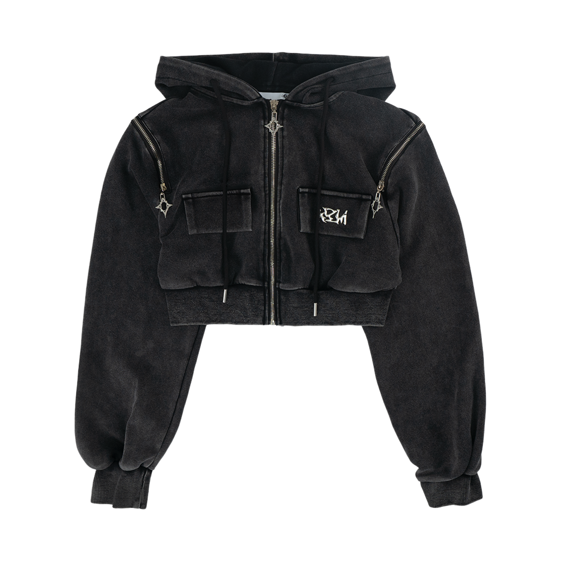 K25Z3020CC00 KZM Dark Wash Crop Hooded Zipup
