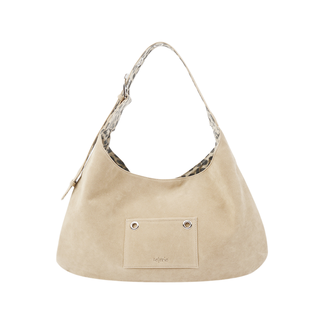 lr25FW18 Leterie Suede Buckle Reversible Shoulder Bag Mute Beige
