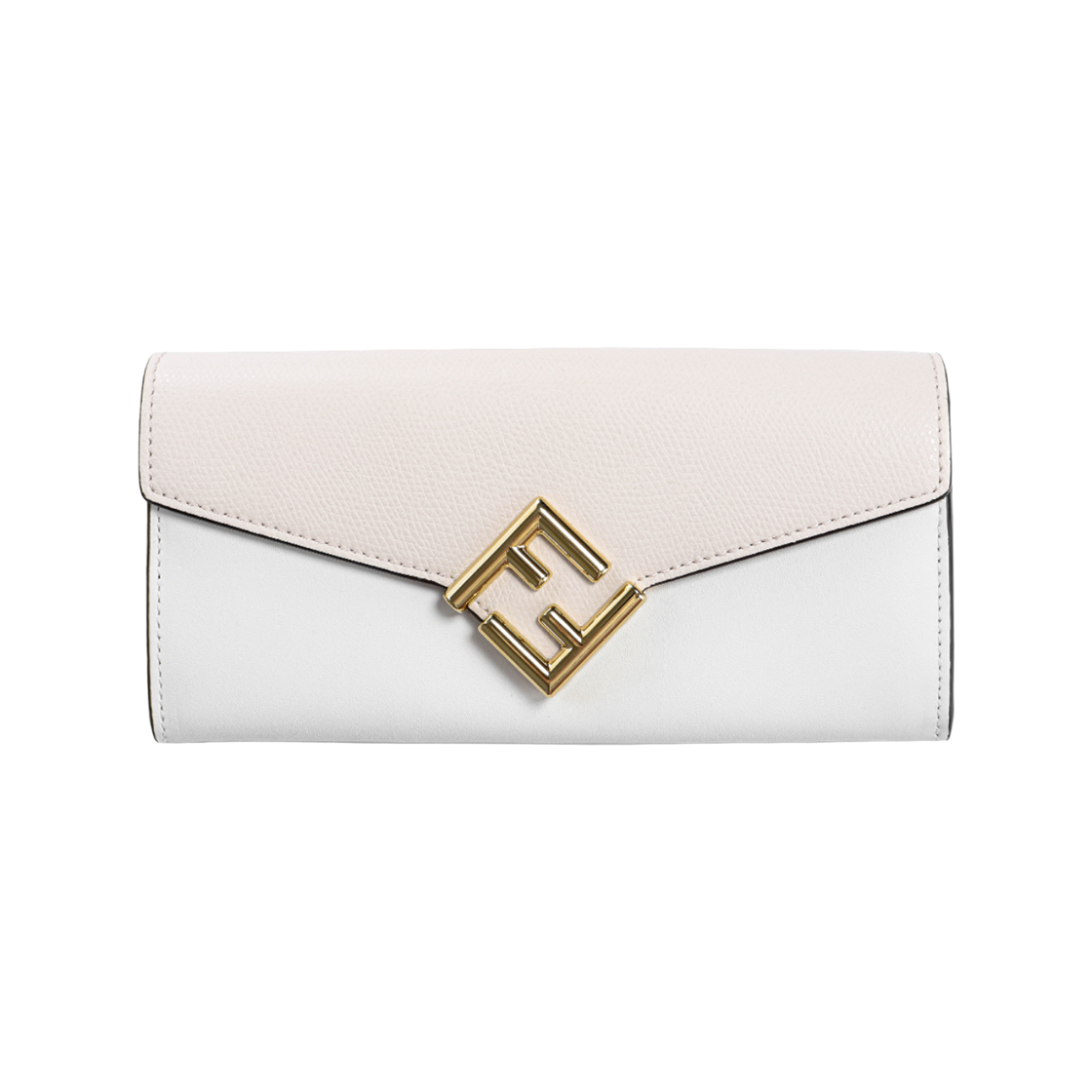 8M0251ALWAF1N1F Fendi FF Diamonds Continental Long Wallet White Rice