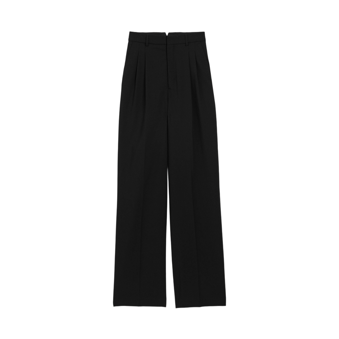 FTR858-WV0194-001 (W) AMI Black New Wool High Waist Wide Trousers Black