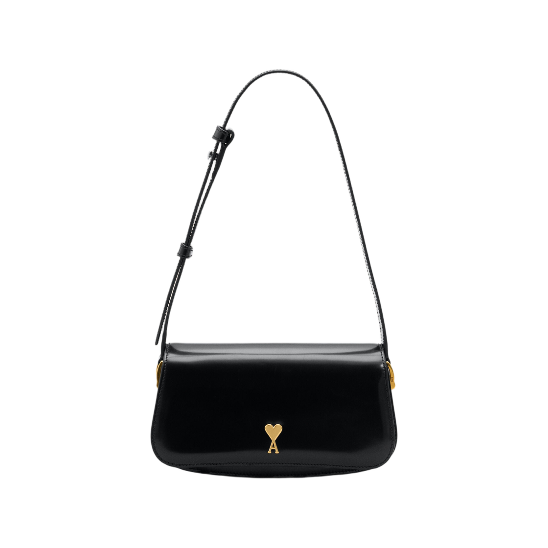 아미 블랙 카우 레더 숄더 파리 파리 백 블랙(AMI Black Cow Leather Shoulder Paris Paris Bag Black)