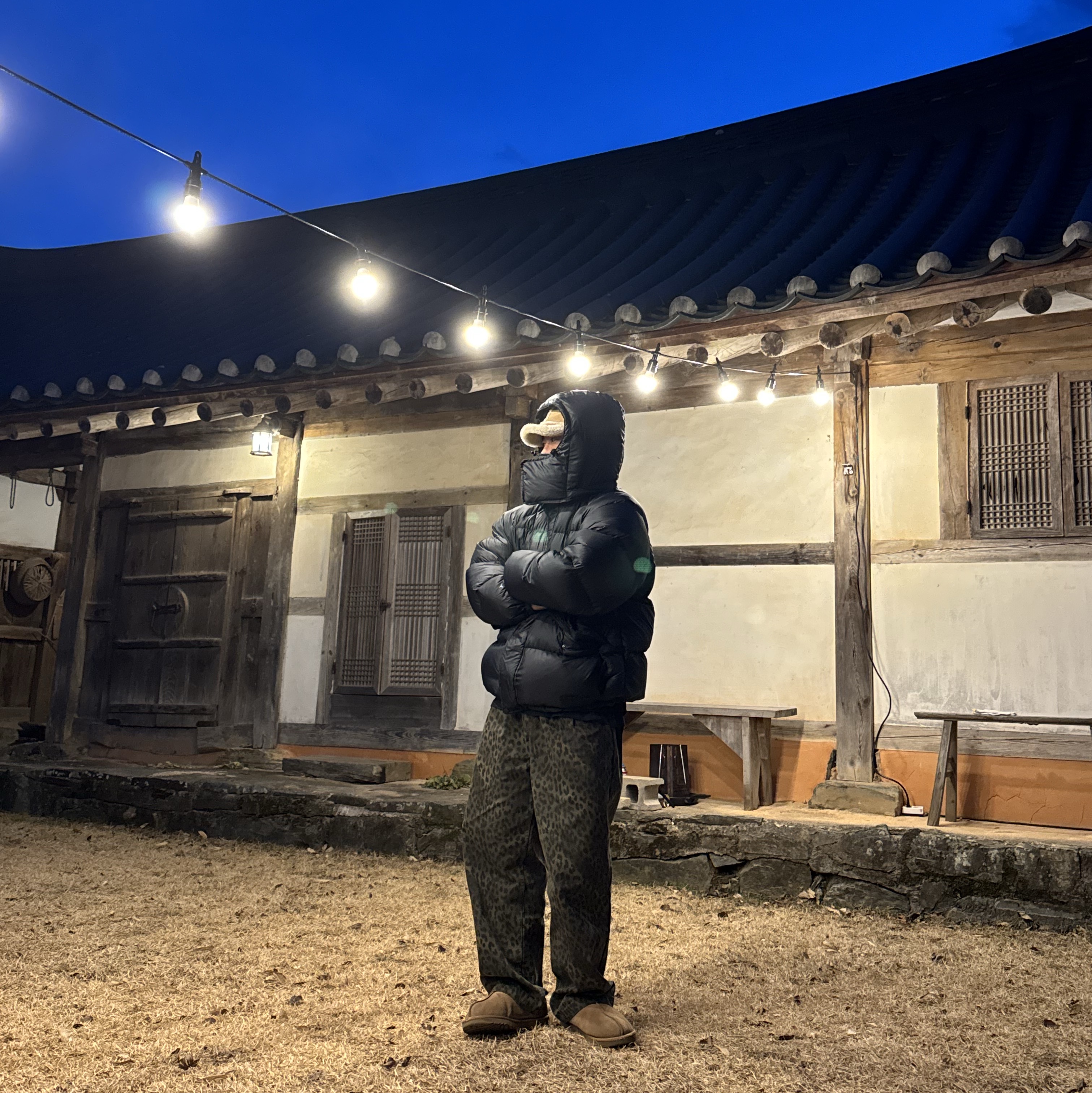 Supreme Shearling Lined Earflap Cap Tan - 25FW, Supreme 700-Fill Down Lightweight Puffer Jacket Black - 24FW 착용 스타일 - 3
