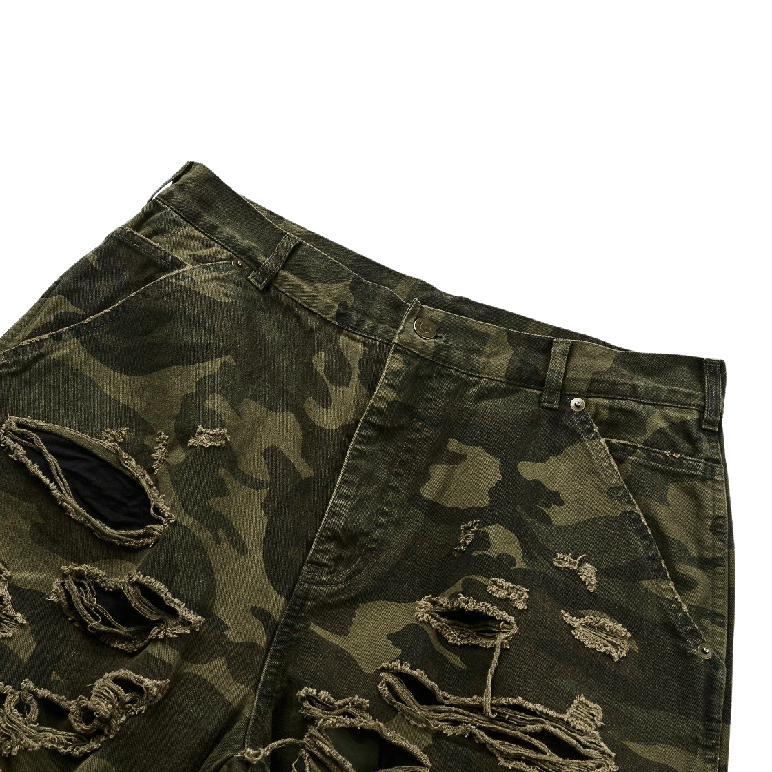 에모스탠스클럽 더블 레이어드 디스트레스드 카모 팬츠 우드랜드 카모(emostanceclub Double Layered Distressed Camo Pants Woodland Camo) - 3