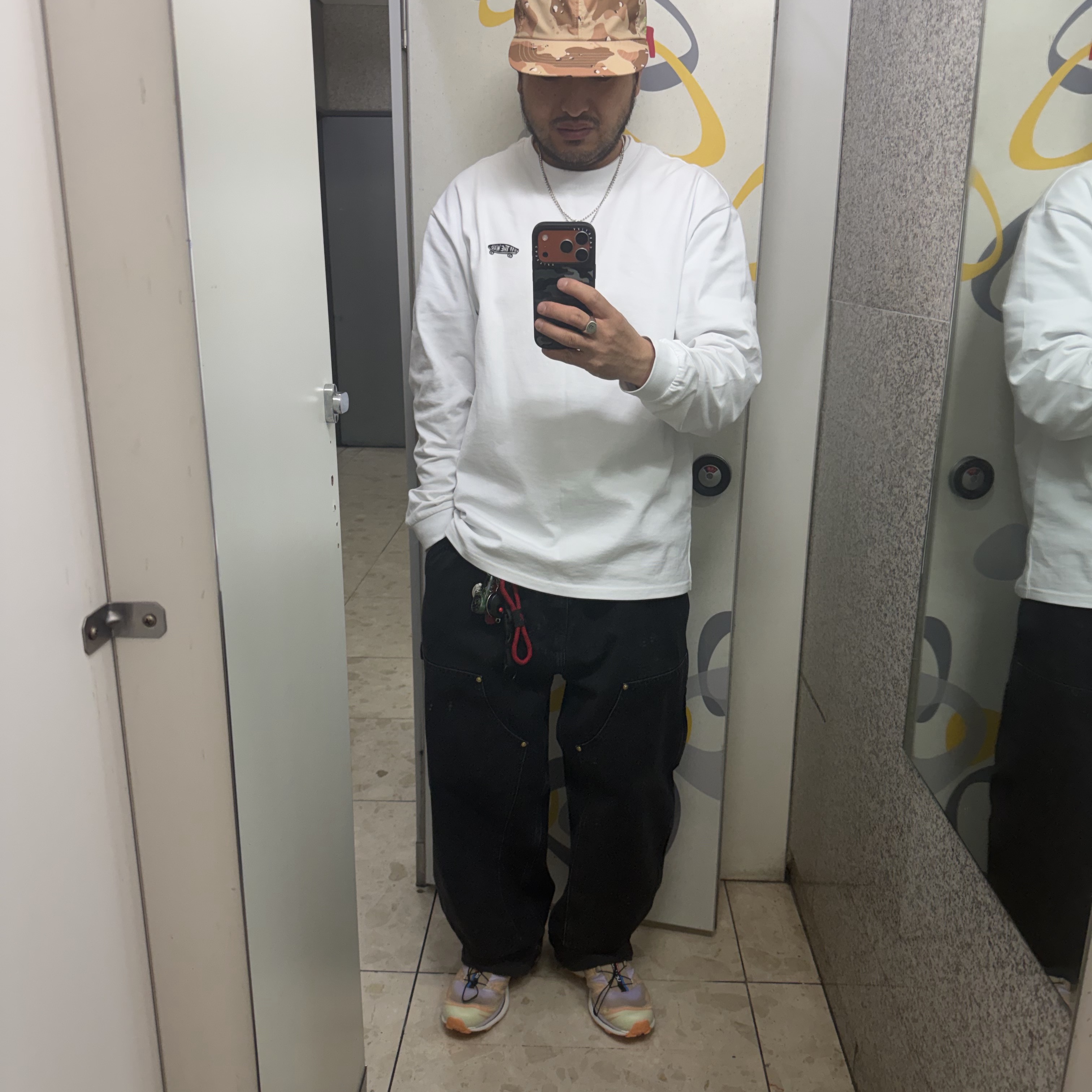Carhartt WIP Nash Loose Fit Double Knee Pants Black Stone Washed 착용 스타일