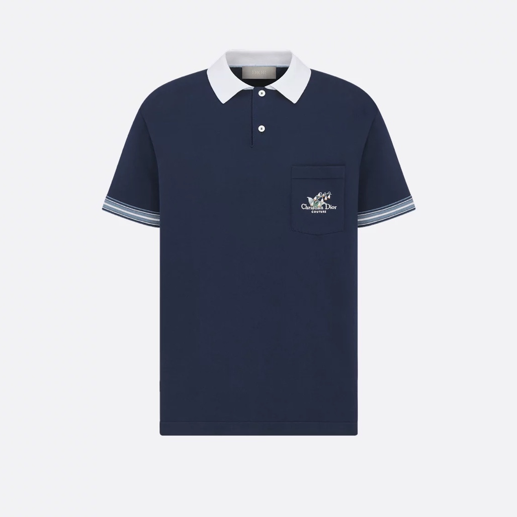 Dior Couture Lily of the Valley Polo Shirt Blue 착용 스타일 - 1