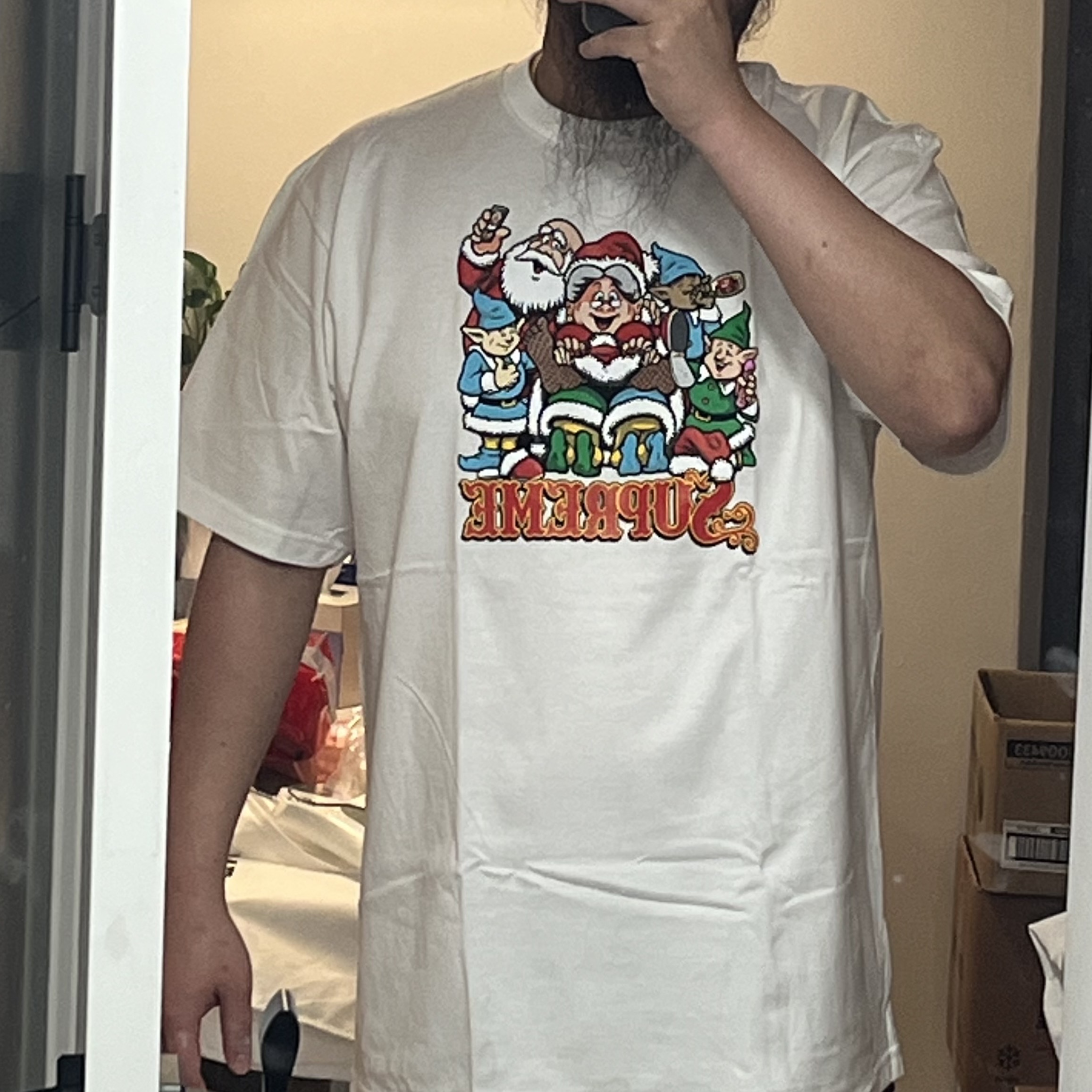 Supreme Naughty T-Shirt White - 25FW 착용 스타일