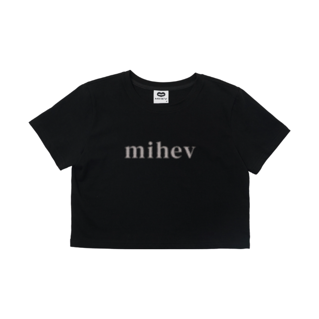 2EAT003B mihev Graphic Logo Crop T-Shirt Black