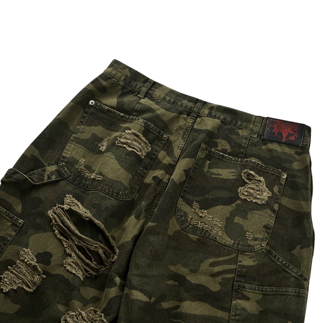 에모스탠스클럽 더블 레이어드 디스트레스드 카모 팬츠 우드랜드 카모(emostanceclub Double Layered Distressed Camo Pants Woodland Camo) - 5