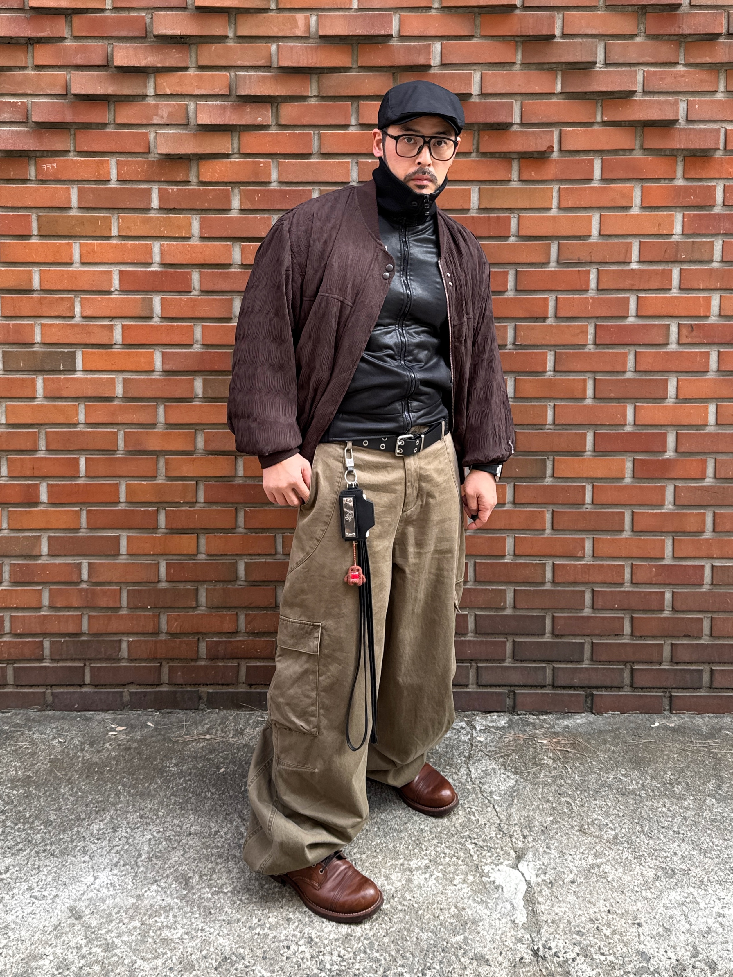 noun Washed Cargo Pants Khaki, noun Wave Pleated Blouson Brown 착용 스타일 - 6
