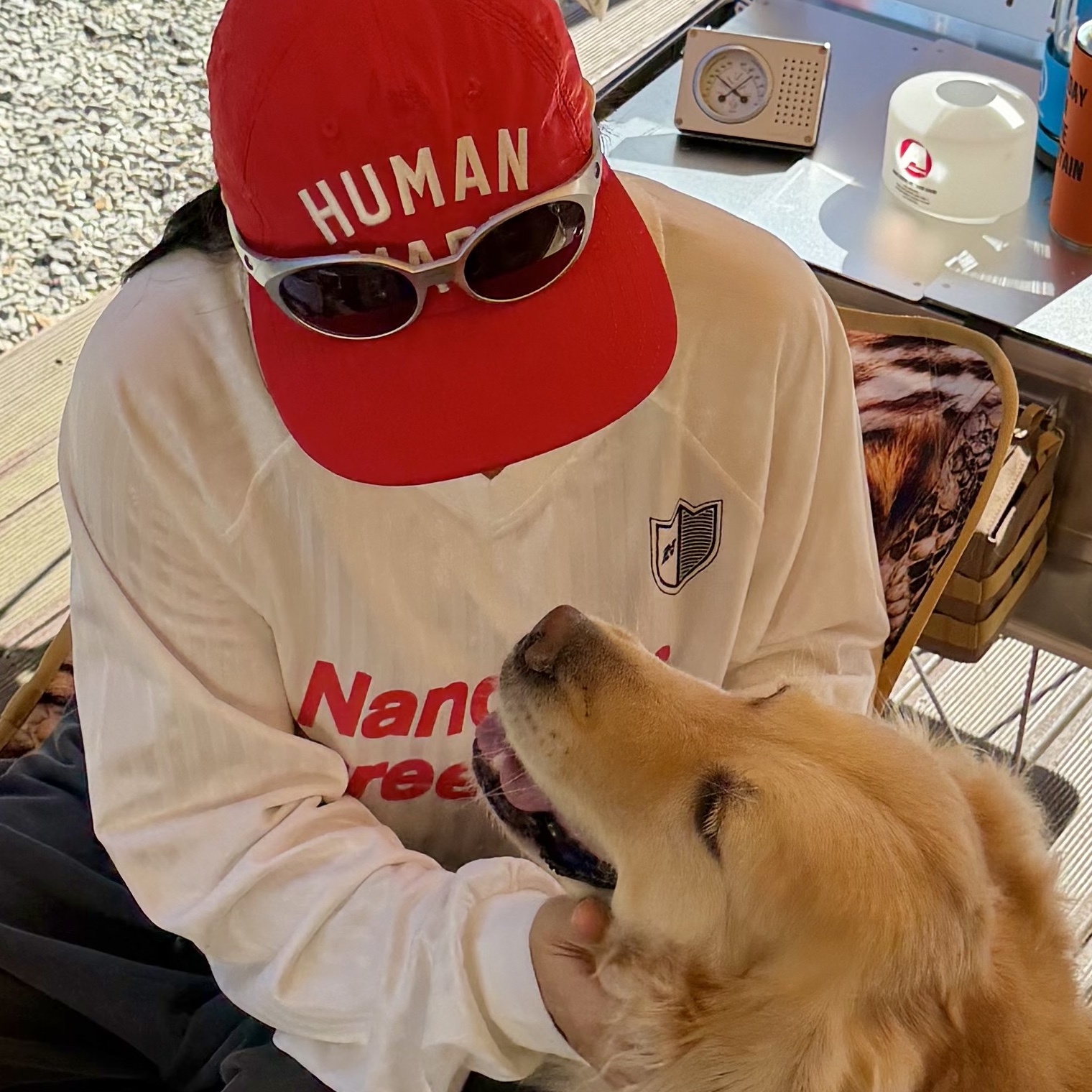 Human Made 5 Panel Nylon Cap Red 착용 스타일