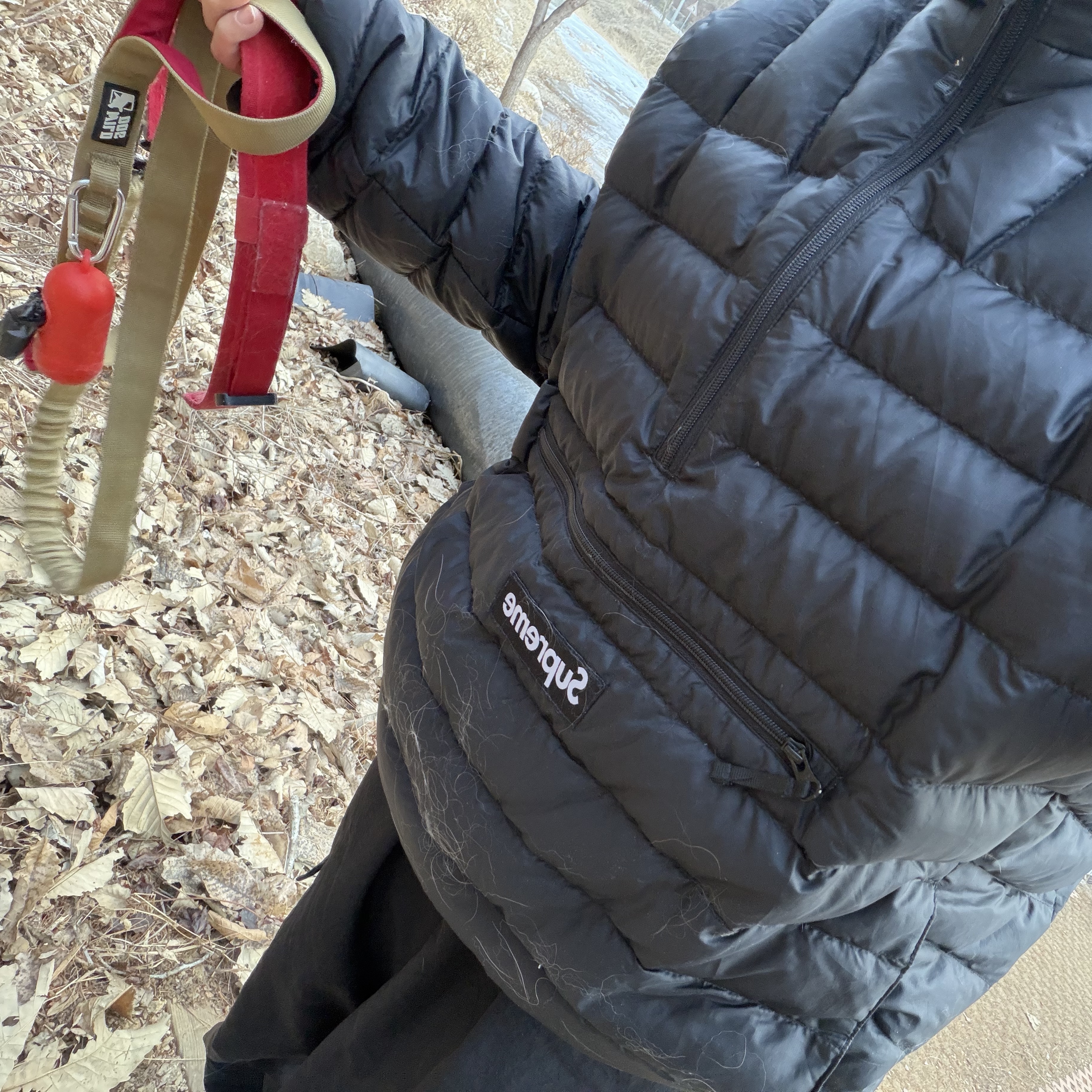 Supreme Micro Down Half Zip Hooded Pullover Black - 24FW 착용 스타일