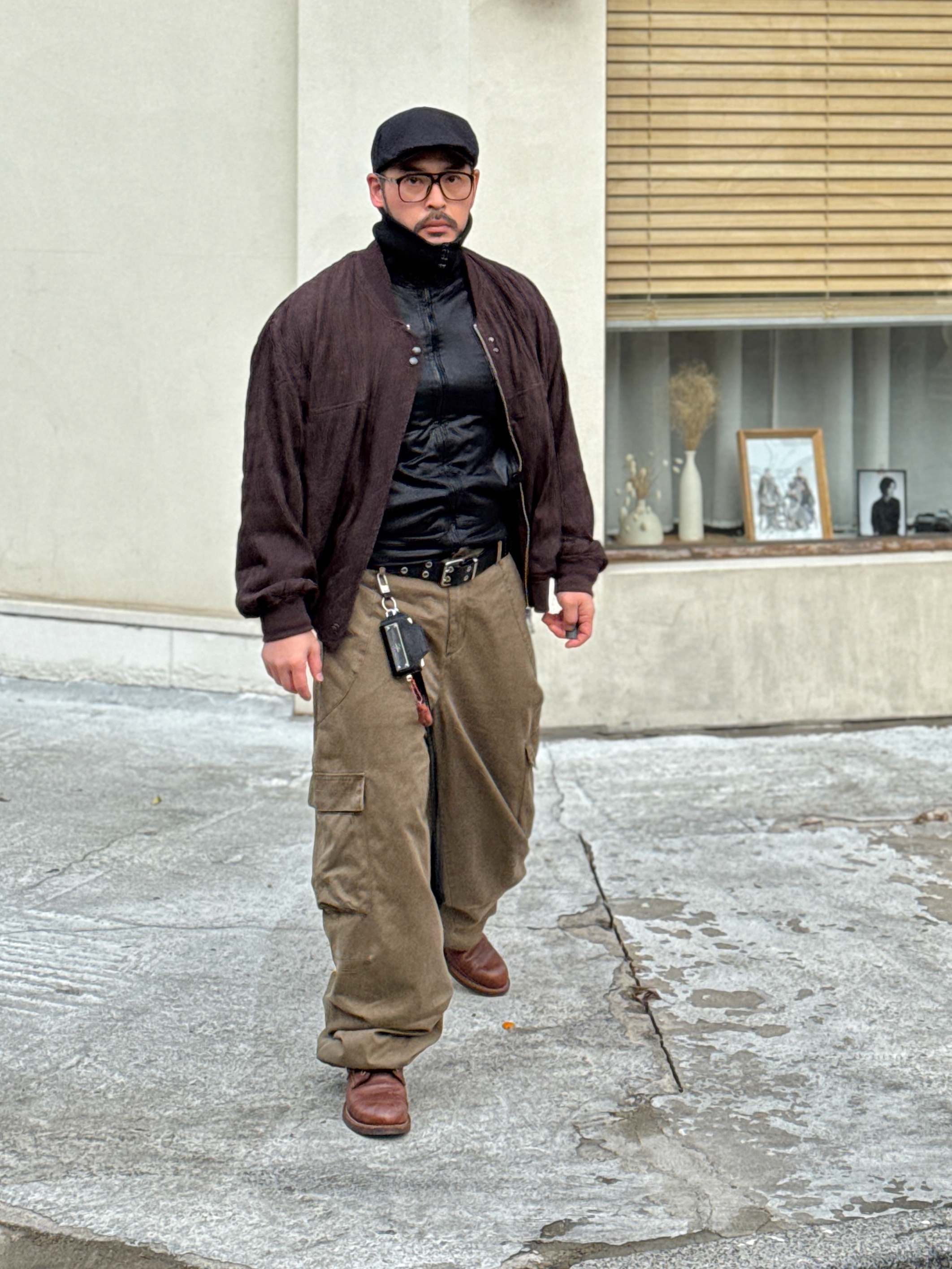 noun Washed Cargo Pants Khaki, noun Wave Pleated Blouson Brown 착용 스타일 - 10