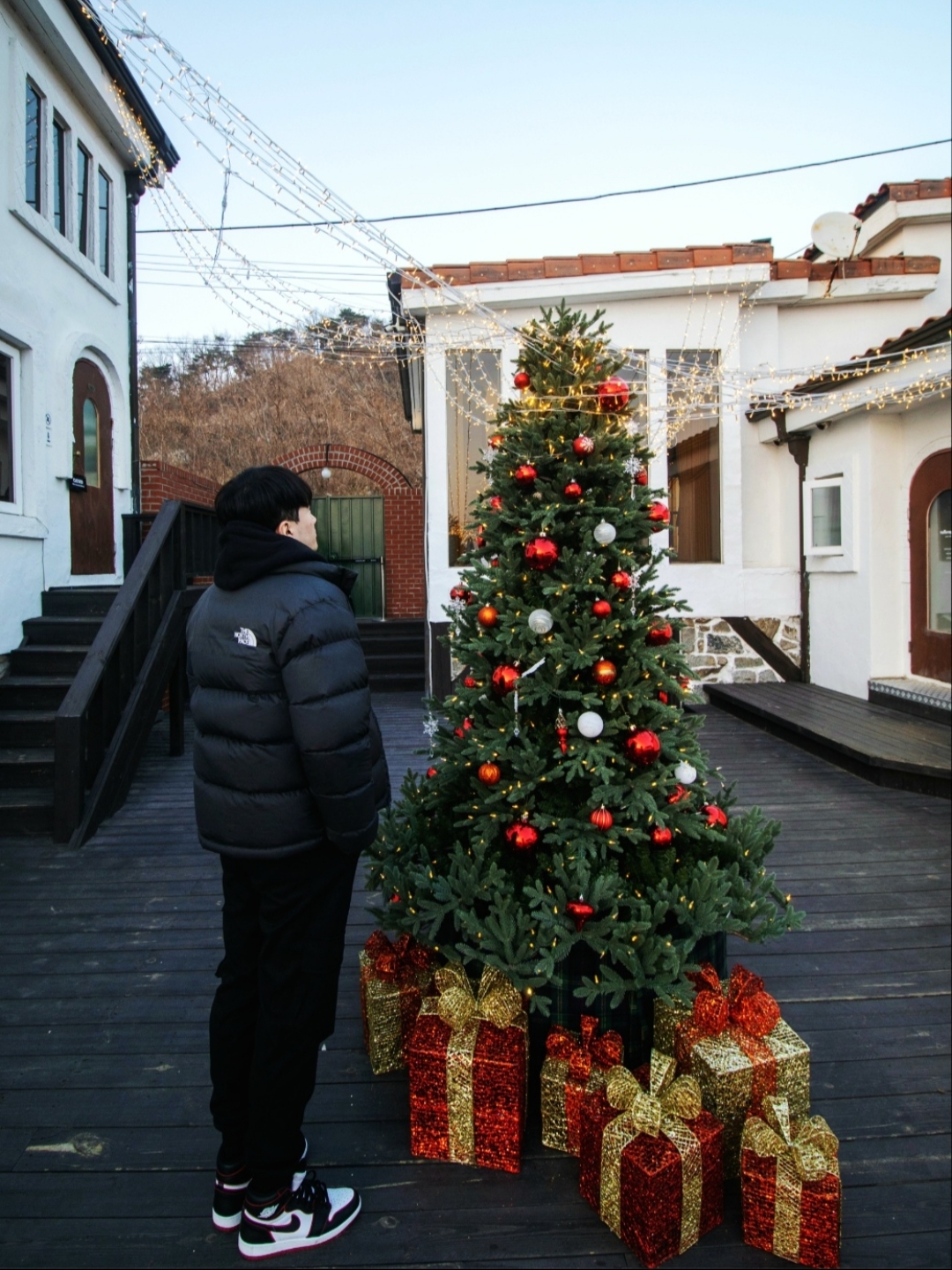 Jordan 1 Retro High OG Bloodline, The North Face 1992 Nuptse Jacket Charcoal 착용 스타일