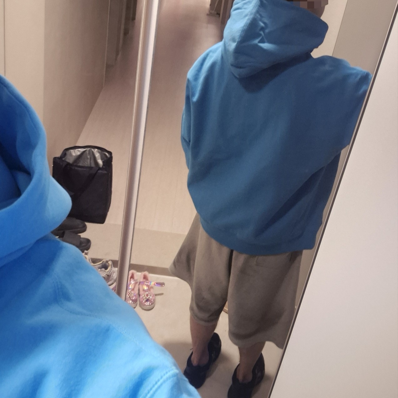 Supreme Box Logo Hooded Sweatshirt Cyan - 25FW 착용 스타일 - 5