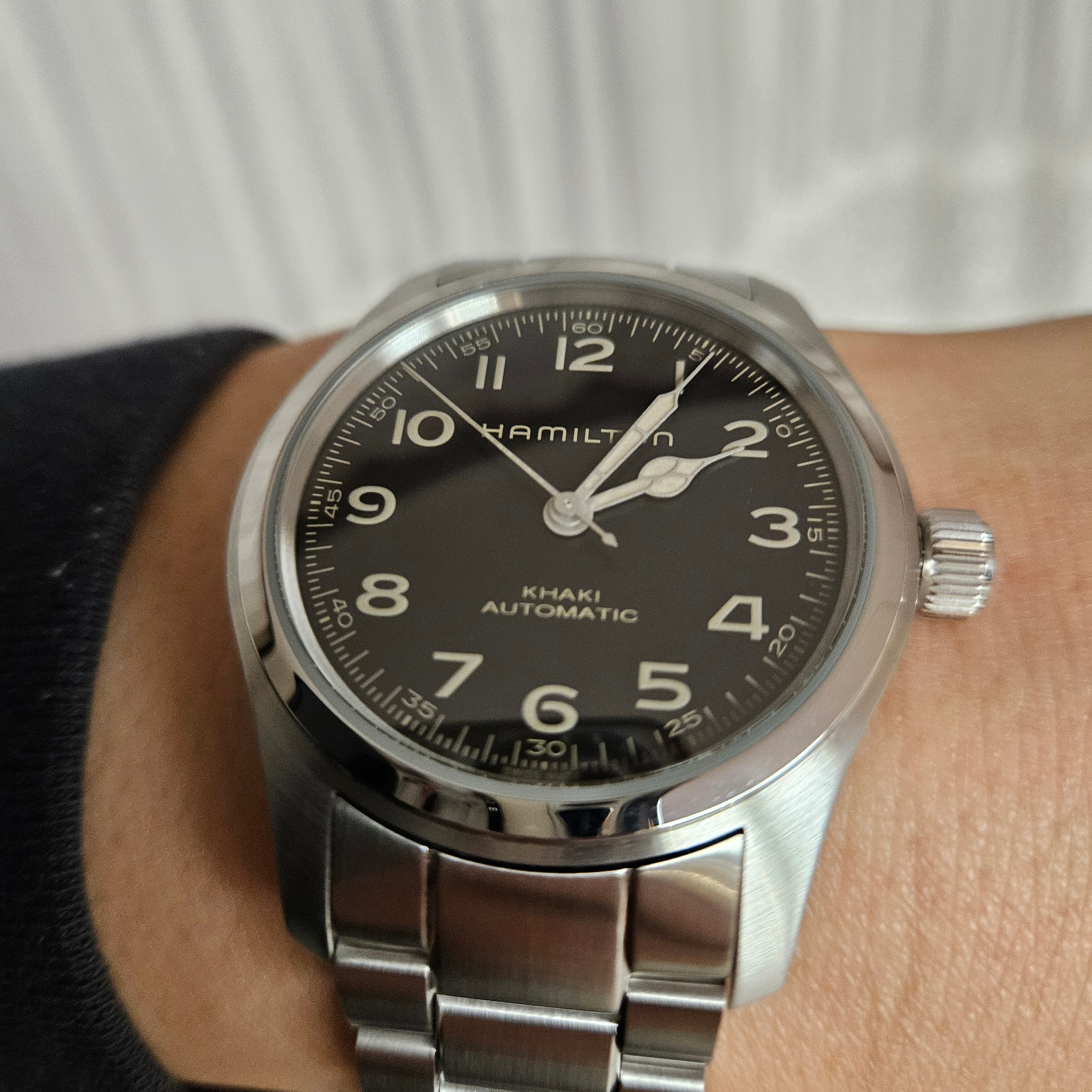 Hamilton Khaki Field Murph 42mm Automatic Stainless Steel Leather Black 착용 스타일 - 7