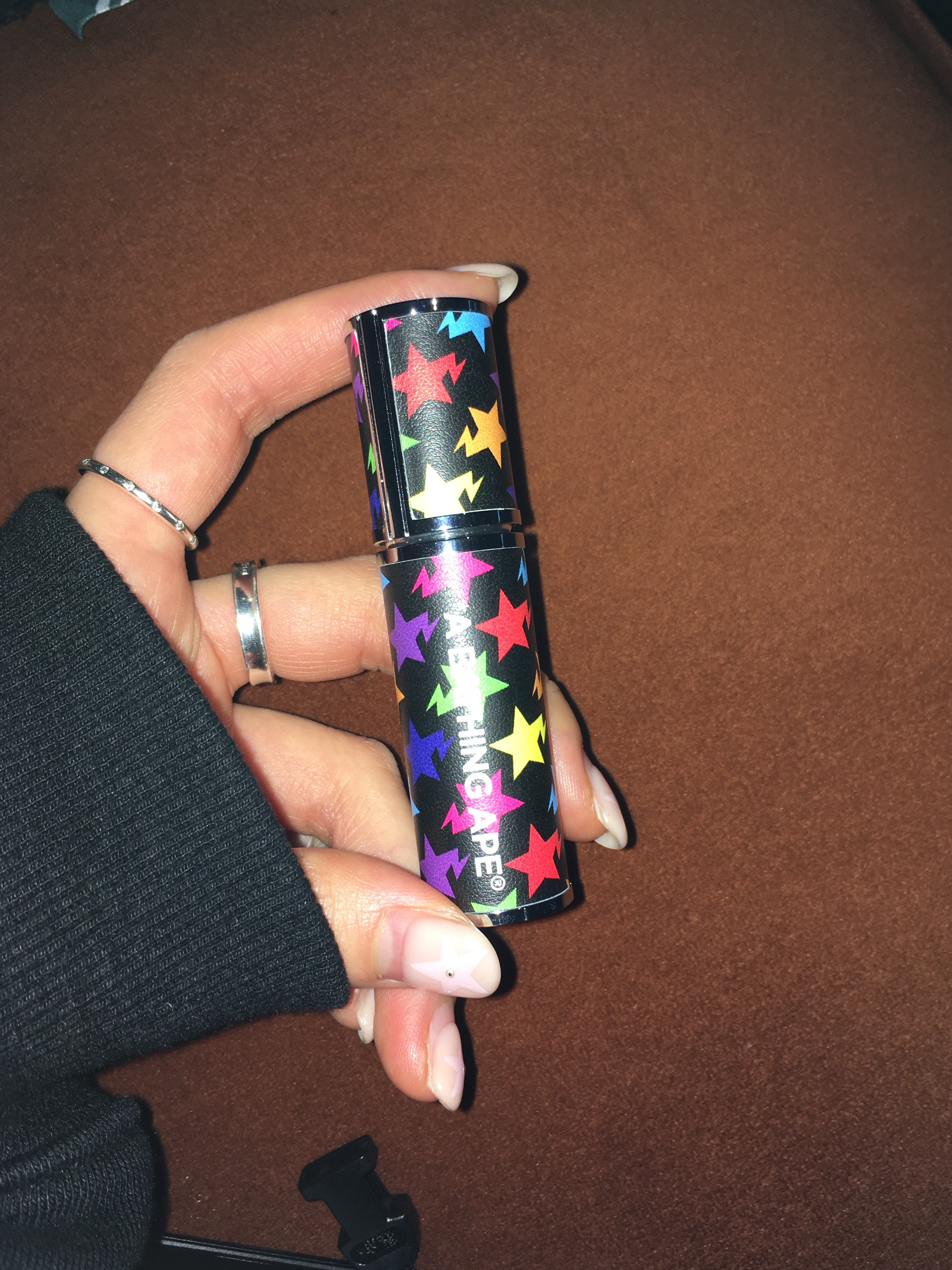 BAPE Sta Pattern Perfume Atomizer Travel Black 착용 스타일