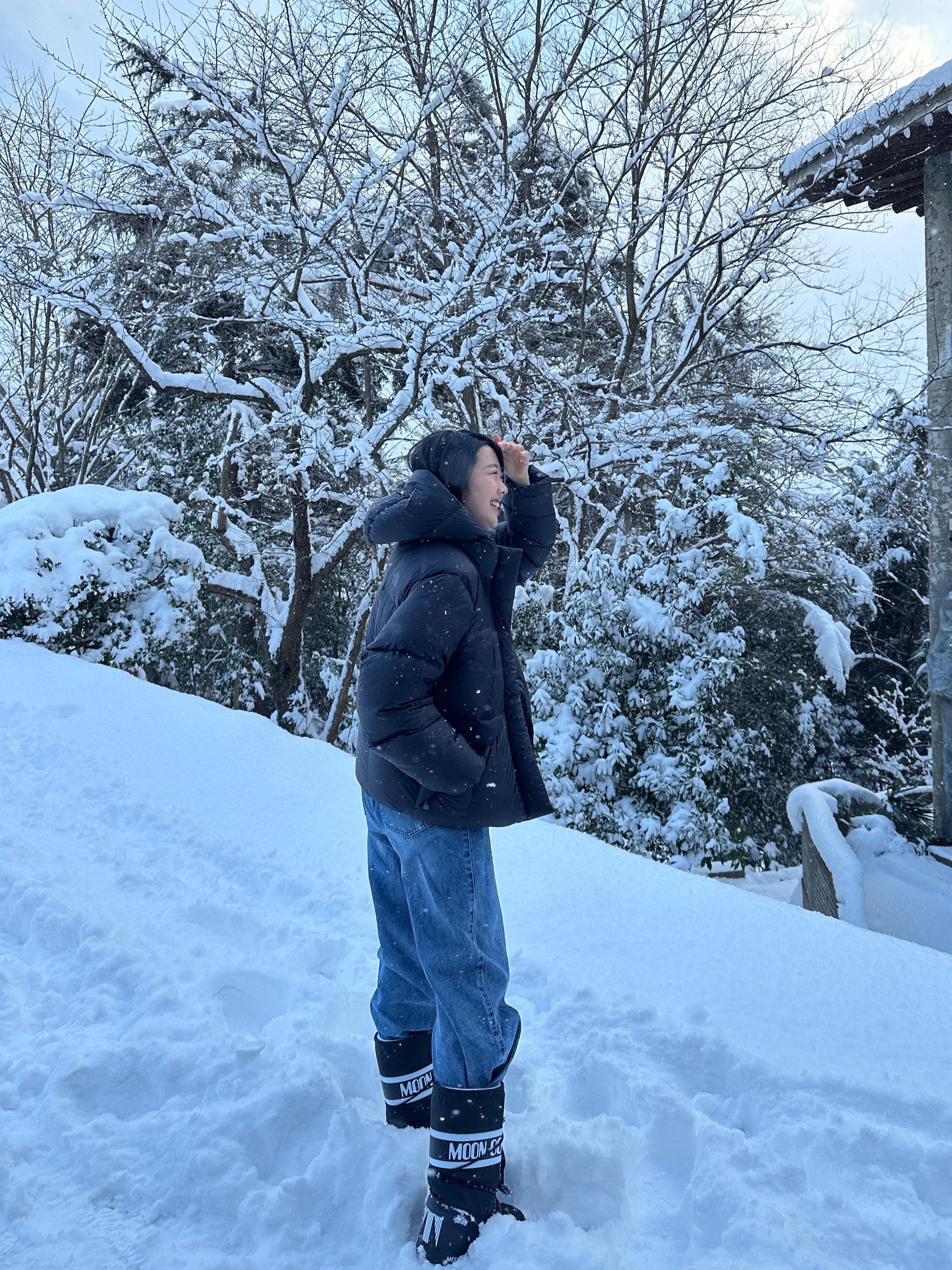 (W) Moon Boot Icon Nylon Boots Black, (W) The North Face Skye Down Jacket RDS Black - 25FW 착용 스타일 - 2