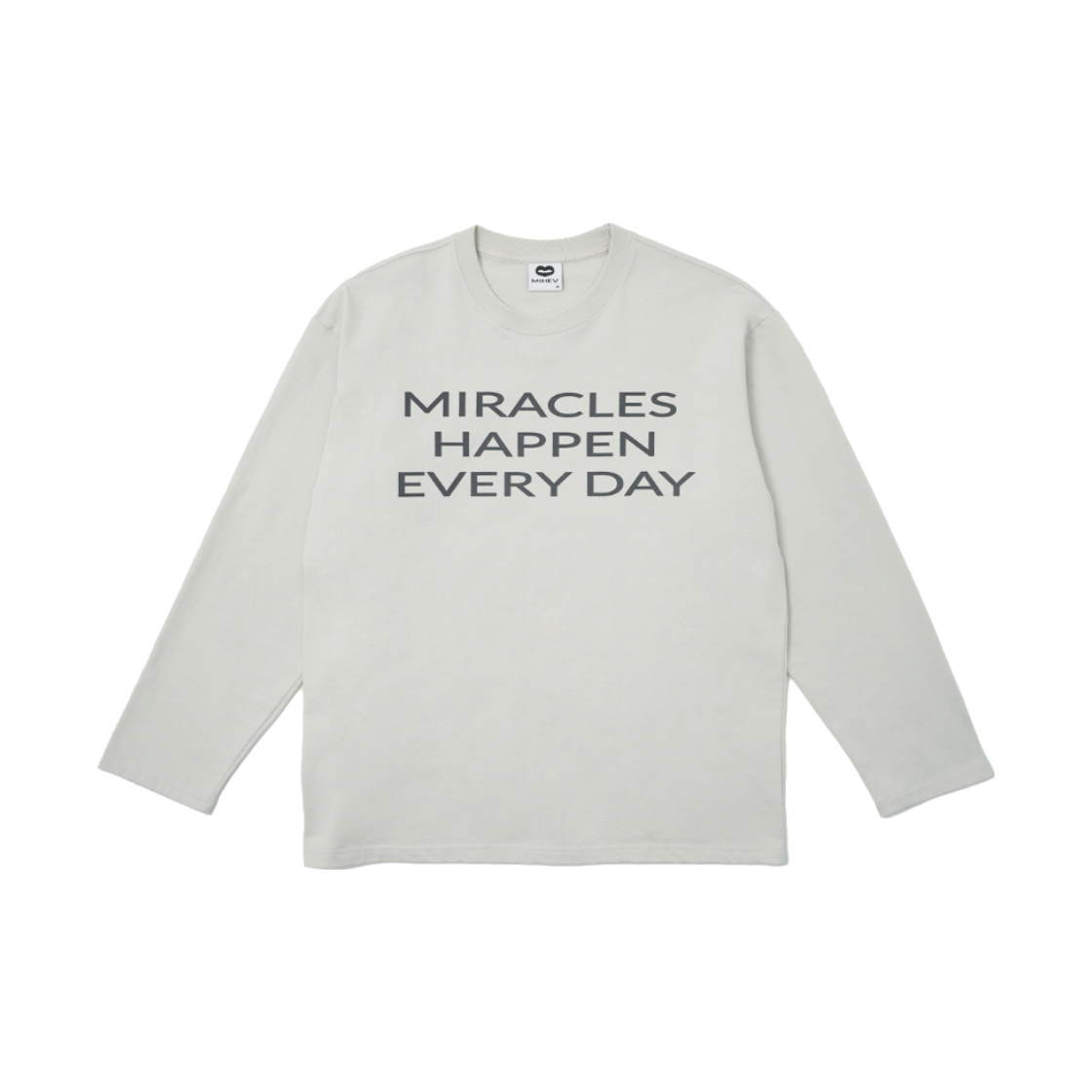 2DCT004LG mihev Slogan Oversized Long Sleeve Light Gray