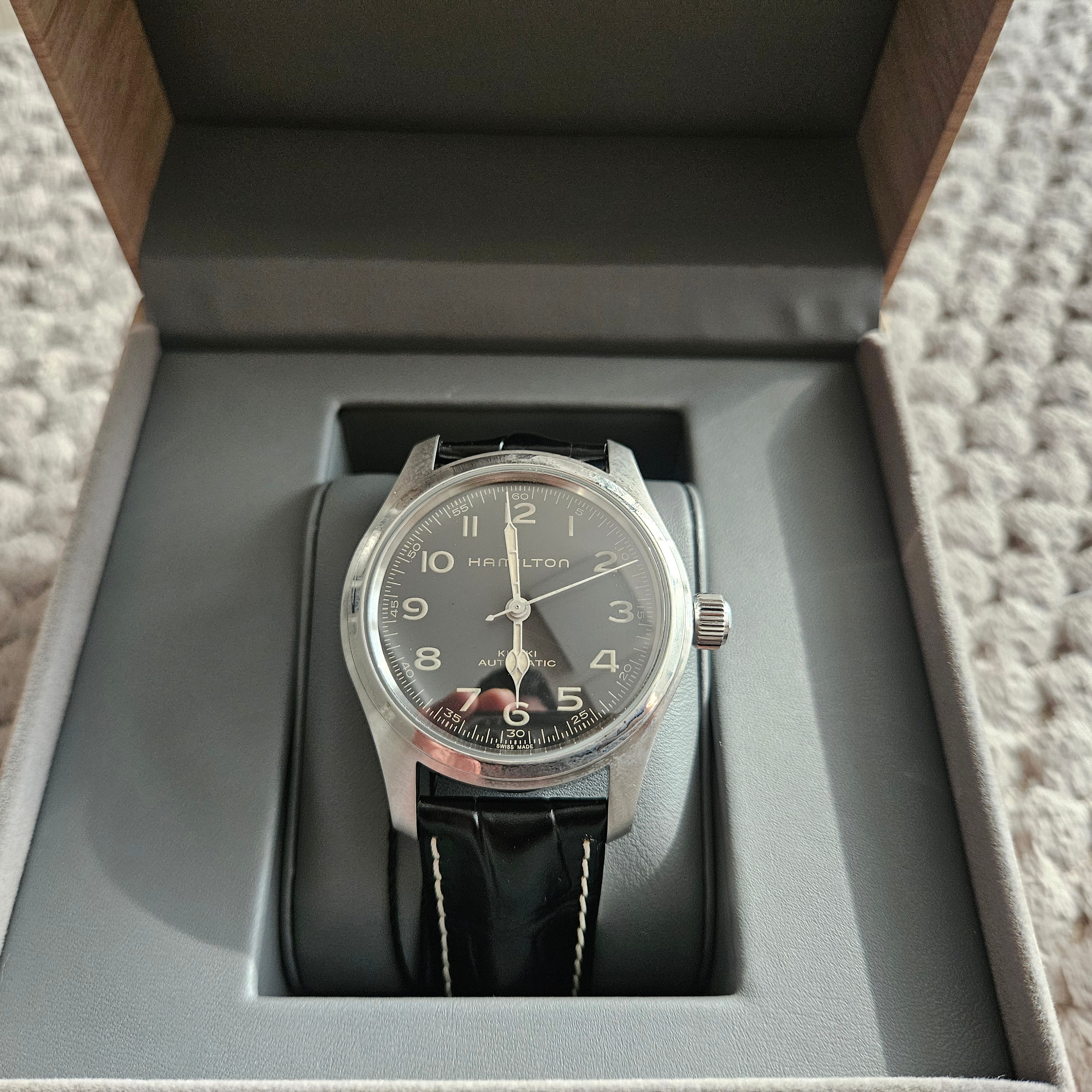 Hamilton Khaki Field Murph 42mm Automatic Stainless Steel Leather Black 착용 스타일 - 1