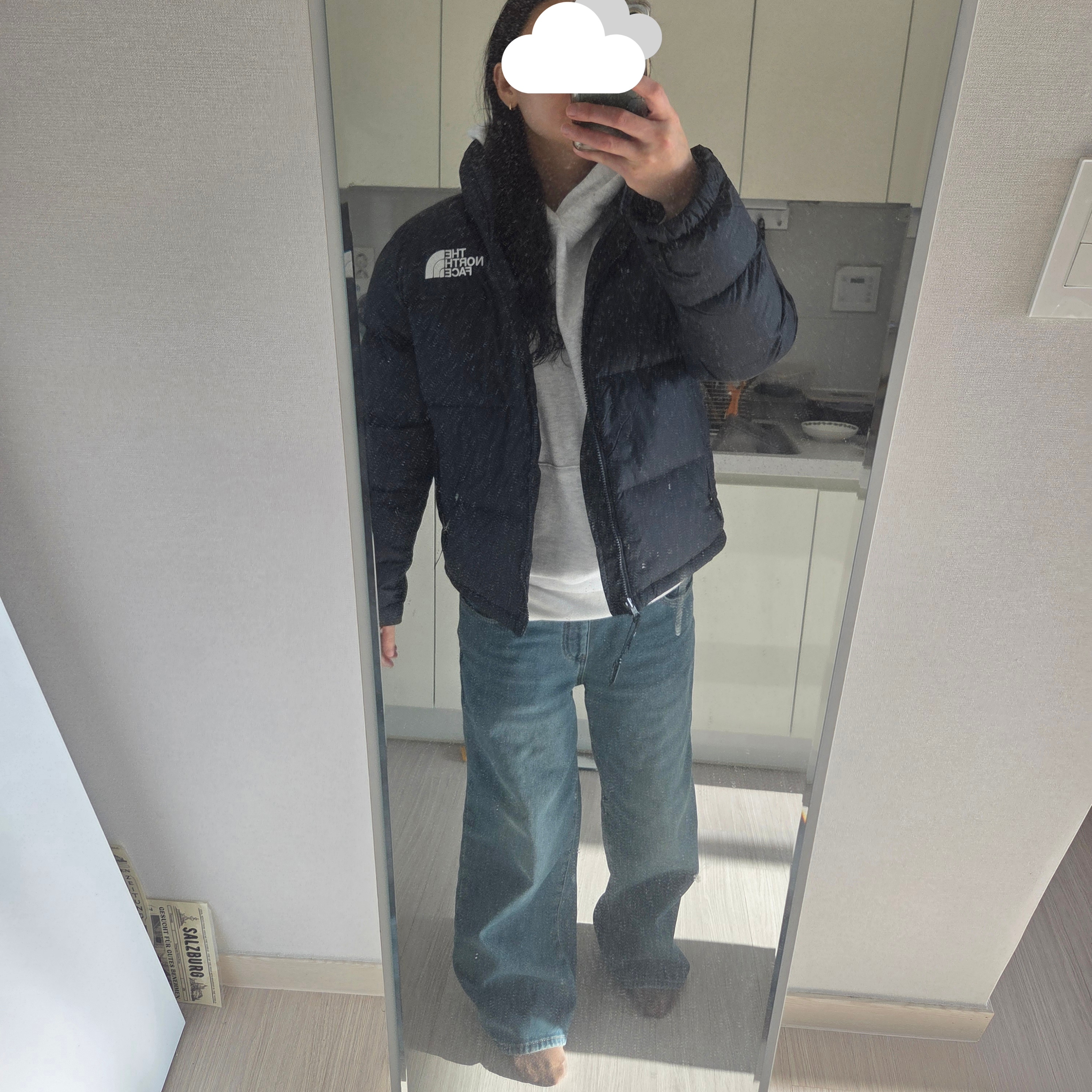 (W) The North Face 1996 Retro Nuptse Jacket Black - 25FW, IAB Studio Hoodie Light Gray 착용 스타일