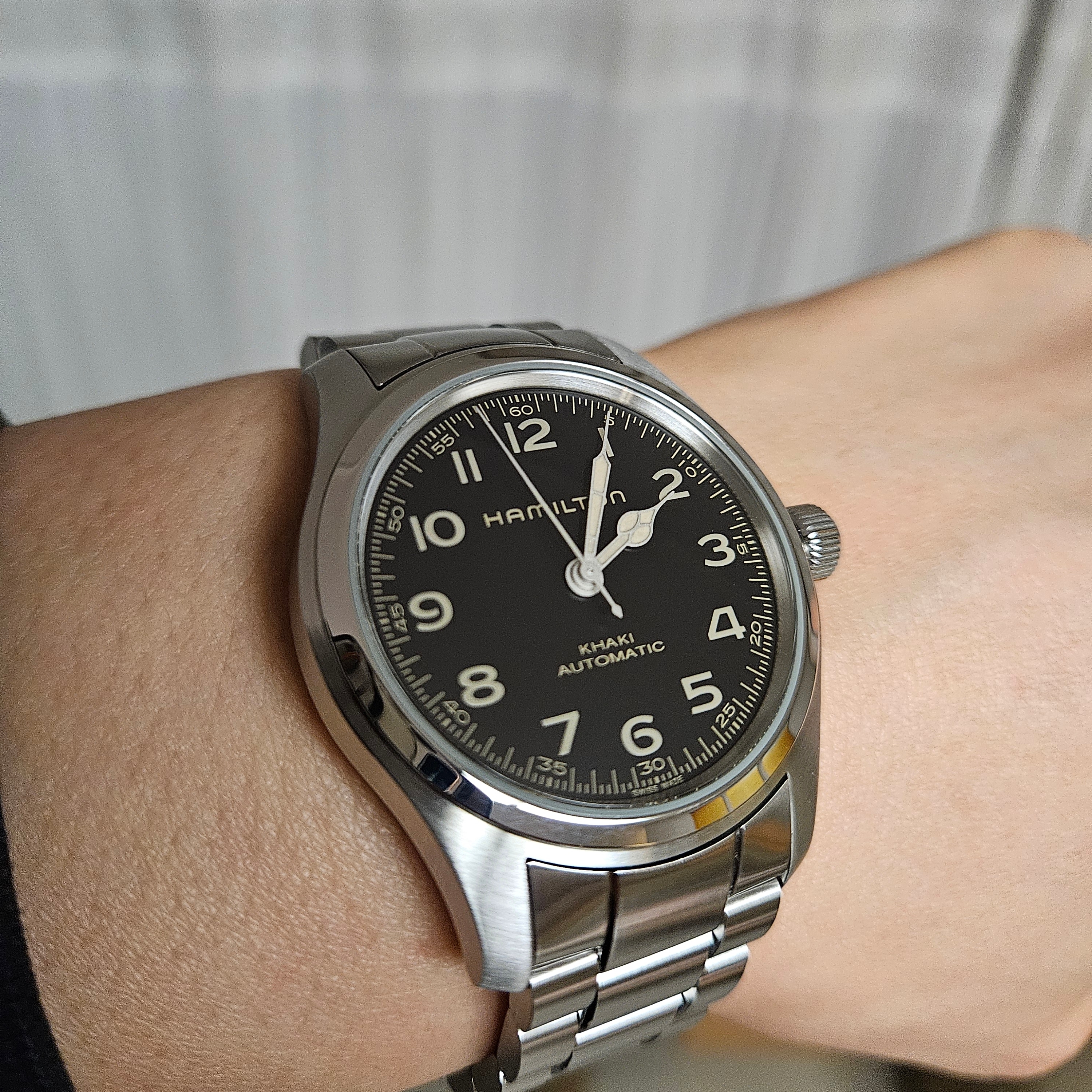 Hamilton Khaki Field Murph 42mm Automatic Stainless Steel Leather Black 착용 스타일 - 4
