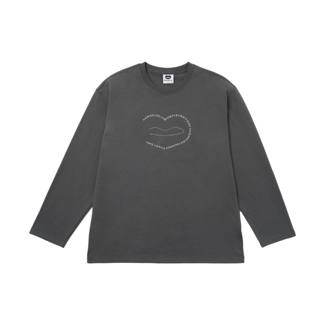 2DCT003C mihev Lettering Symbol Oversized Long Sleeve Charcoal