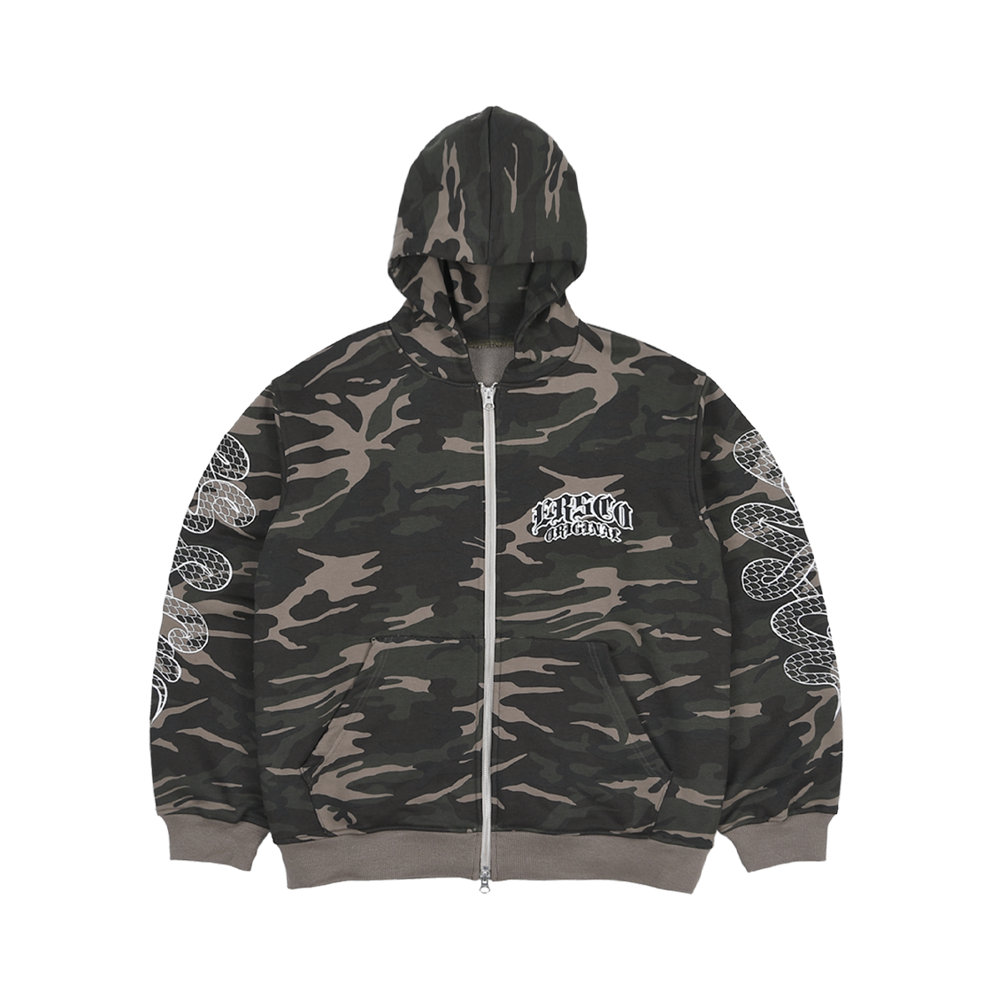 ersco-0128 ersco Snake Hoodie Zip Camo