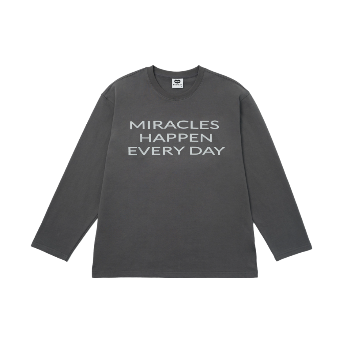 2DCT004C mihev Slogan Oversized Long Sleeve Charcoal