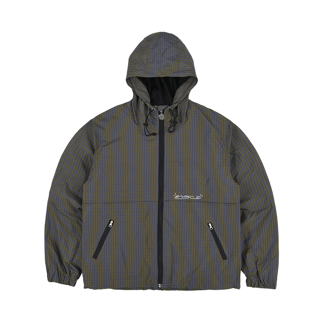 ersco-0117 ersco Plaid Zip Hoodie Jacket Olive