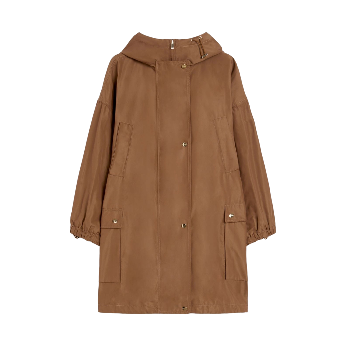 FINITO-002 (W) Max Mara Studio Finto Parka in Technical Faille Hazelnut Brown