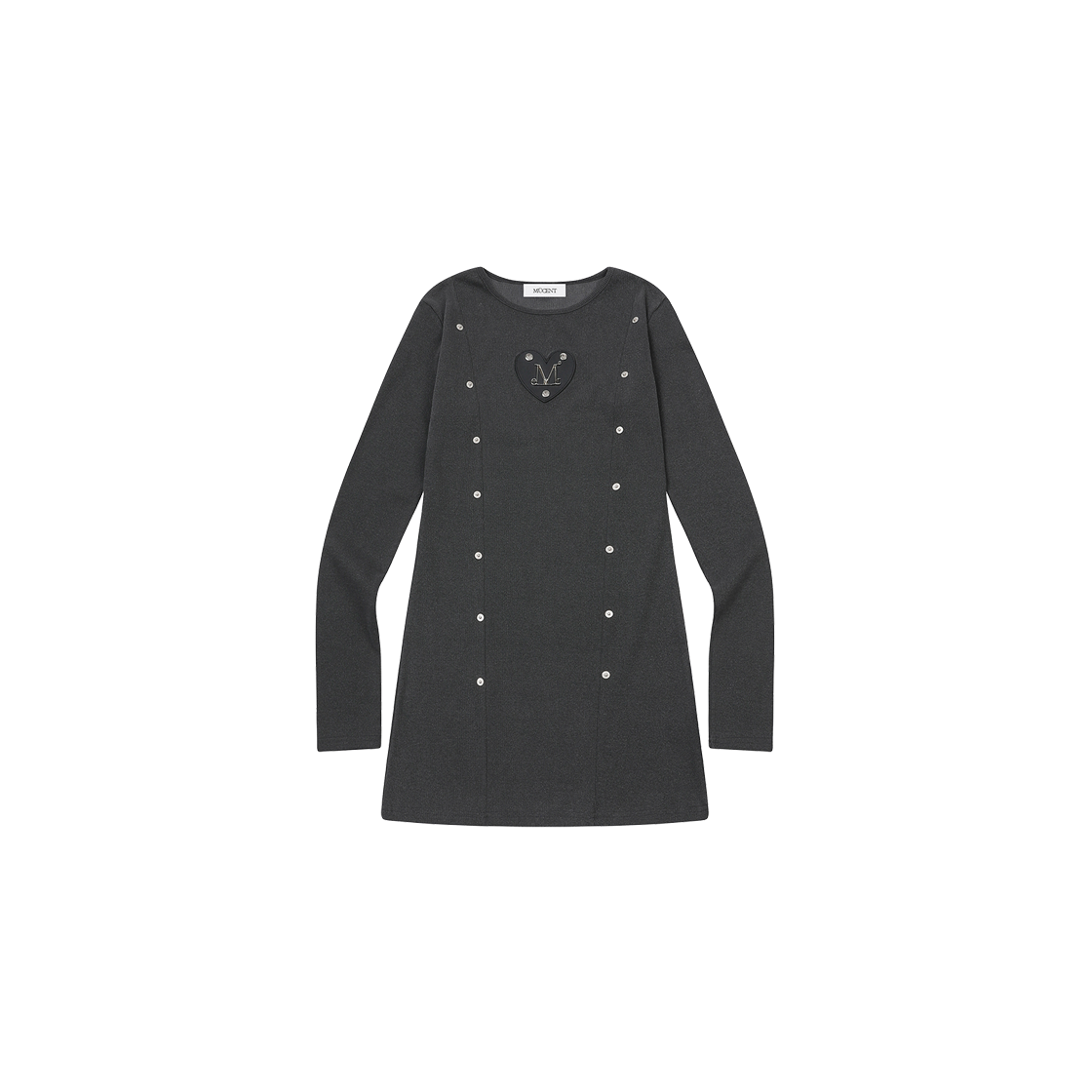 무센트 바일 메탈 로고 하트 패치 리벳 포인트 원피스 차콜(MUCENT Vile Metal Logo Heart Patch Rivet Point Ops Charcoal) - 1