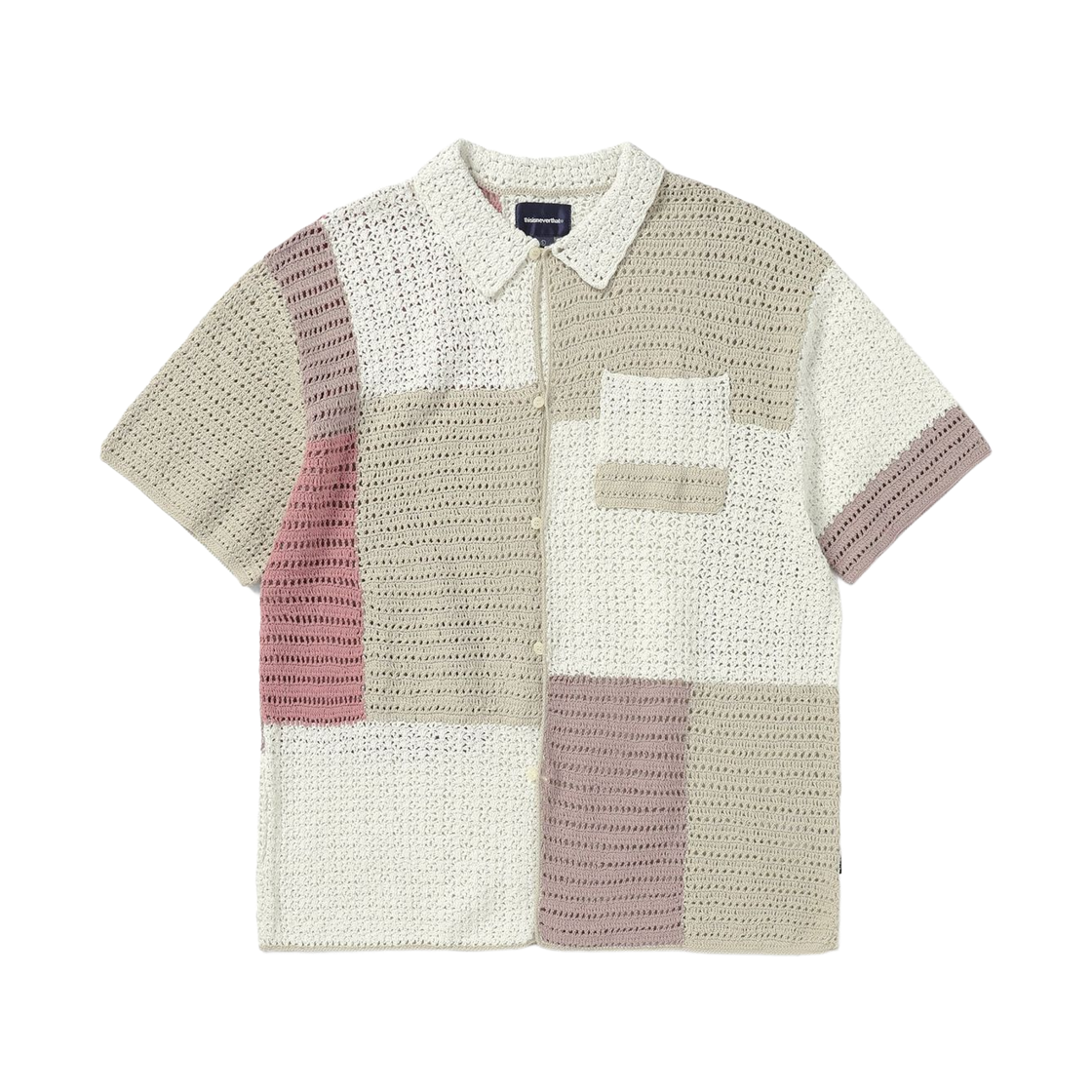 디스이즈네버댓 블록 크로셰 니트 숏슬리브 셔츠 아이보리(Thisisneverthat Block Crochet Knit Short Sleeve Shirt Ivory) - 1
