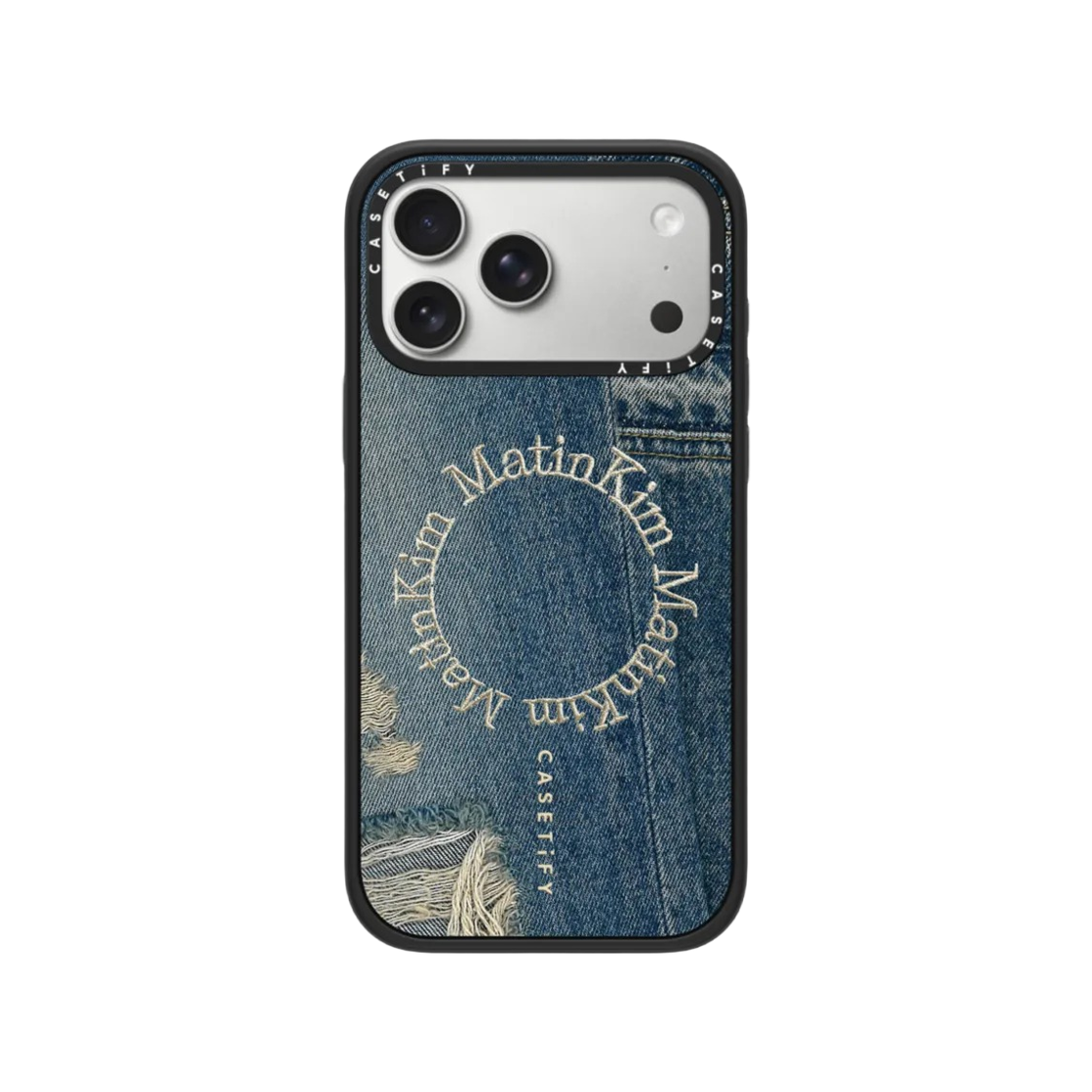 케이스티파이 x 마뗑킴 아이폰 데님 써클 맥세이프 임팩트 케이스 매트 블랙(Castify x Matin Kim iPhone Denim Circle Magsafe Impact Case Matte Black)