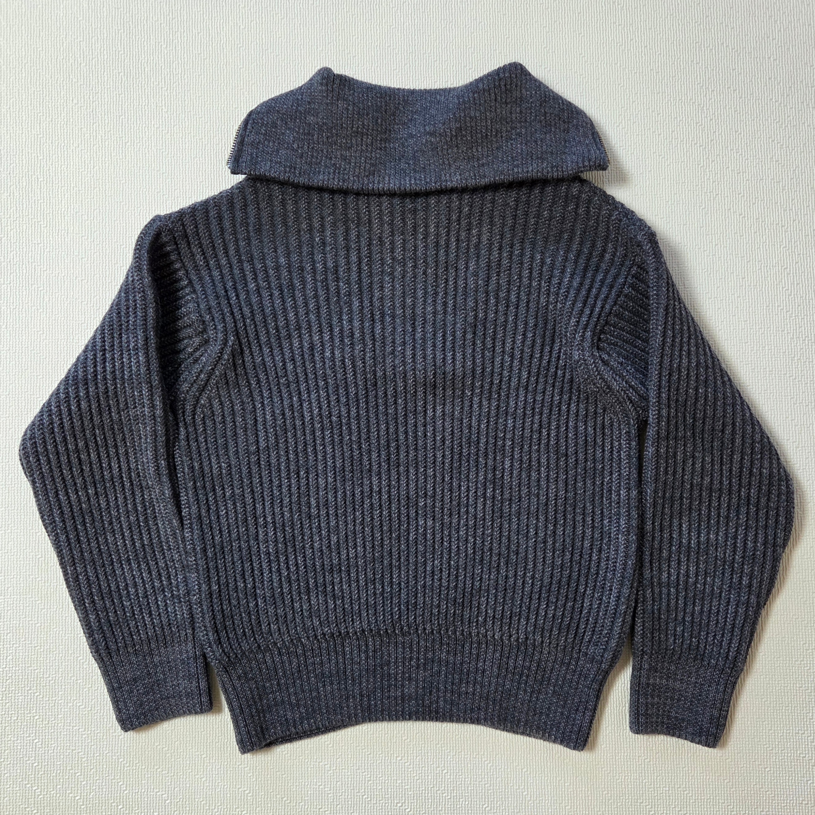 AMI Zipped Collar Ribbed Jumper Heather Grey 착용 스타일 - 2