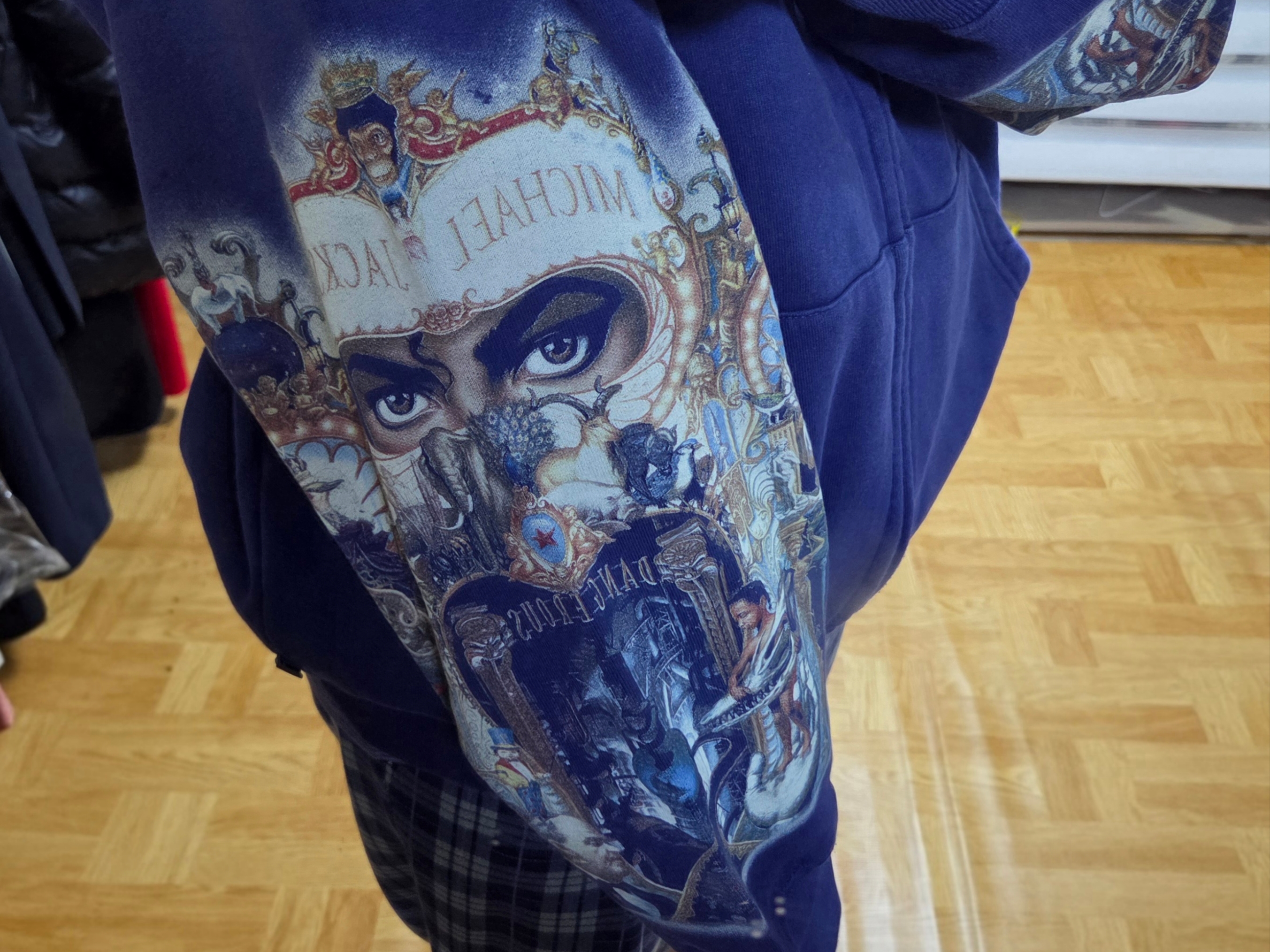 Supreme x Michael Jackson Dangerous Zip Up Hooded Sweatshirt Washed Navy - 25FW 착용 스타일 - 2