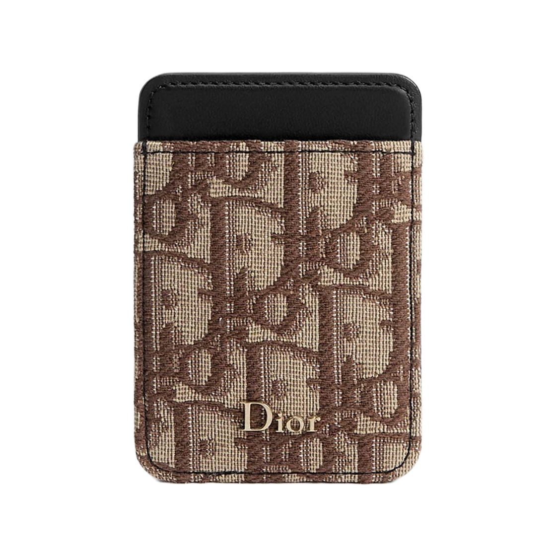 디올 마그네틱 카드 홀더 디올 오블리크 자카드 앤 스무스 카프스킨 브라운 블랙(Dior Magnetic Card Holder Dior Oblique Jacquard And Smooth Calfskin Brown Black) - 1