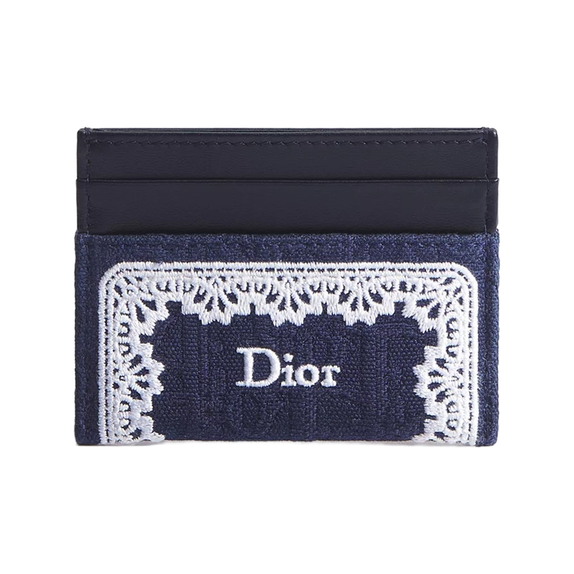 S2400PUKL-M928 Dior Oblique Freesia Card Holder Dior Oblique Jacquard And Lace Blue White