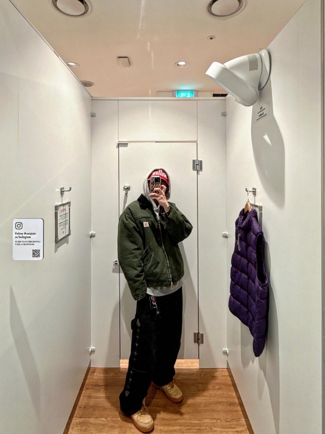 Carhartt WIP OG Detroit Jacket Olive Black Stone Canvas - Winter, Aoiro Fake Stud Cutted Double Knee Pants Denim Black 착용 스타일