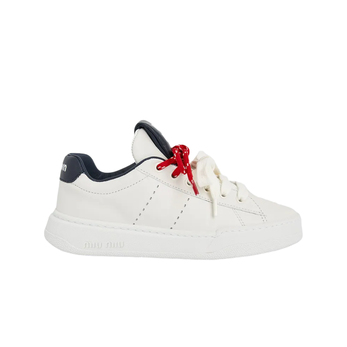 (W) 미우 미우 레더 스니커즈 화이트((W) Miu Miu Leather Sneakers White)