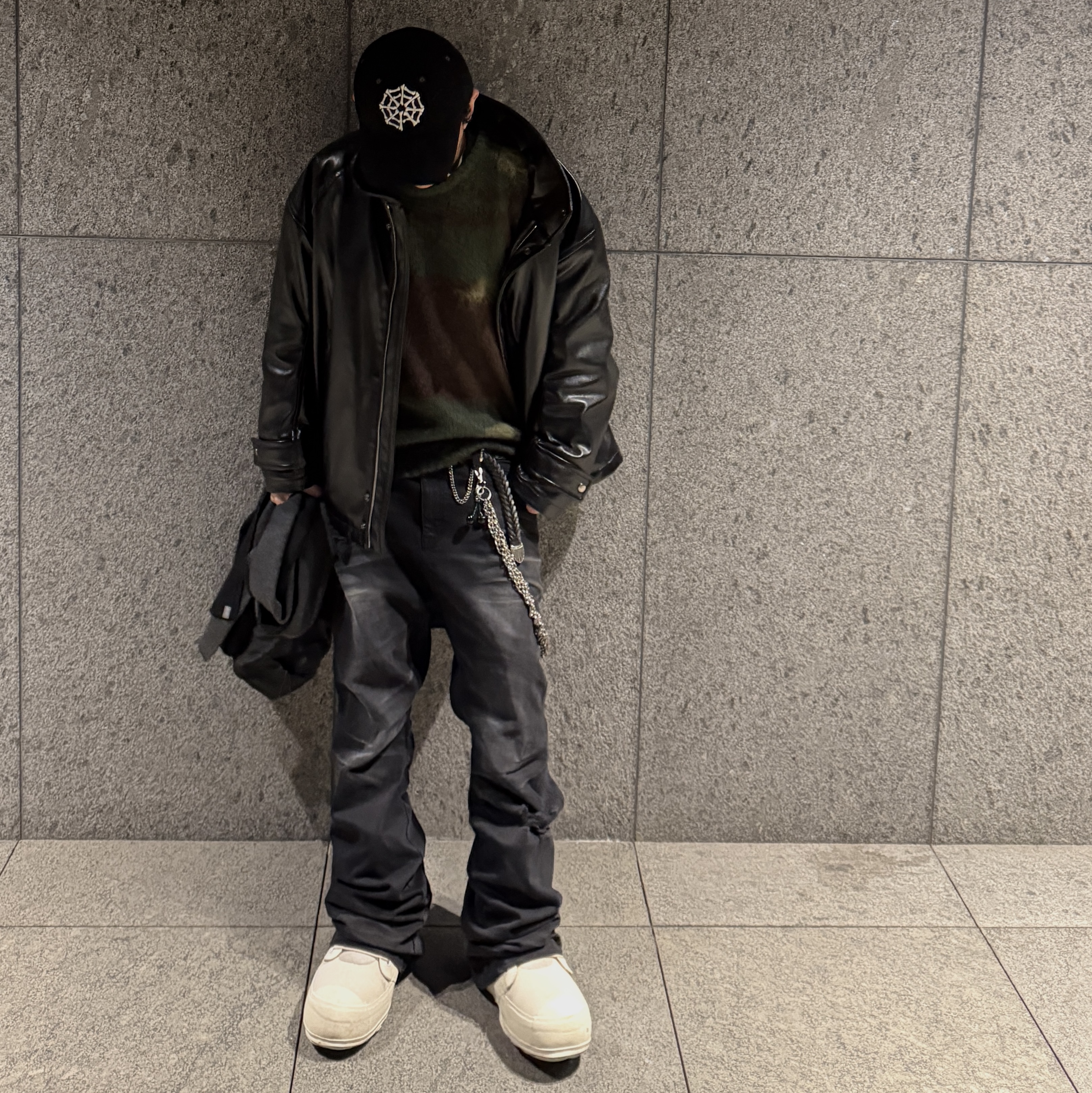 Supreme x Comme des Garcons Junya Watanabe Man Brushed Camo Sweater Olive - 21FW, Jieda Western Belt Black 착용 스타일