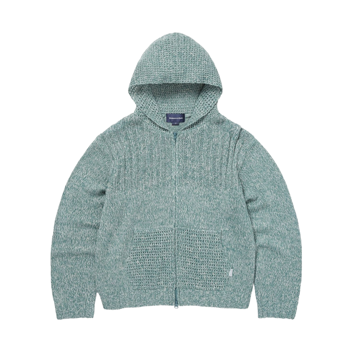 TN253KKNZK02BLL thisisneverthat Crochet Knit Zip Up Hoodie Light Blue