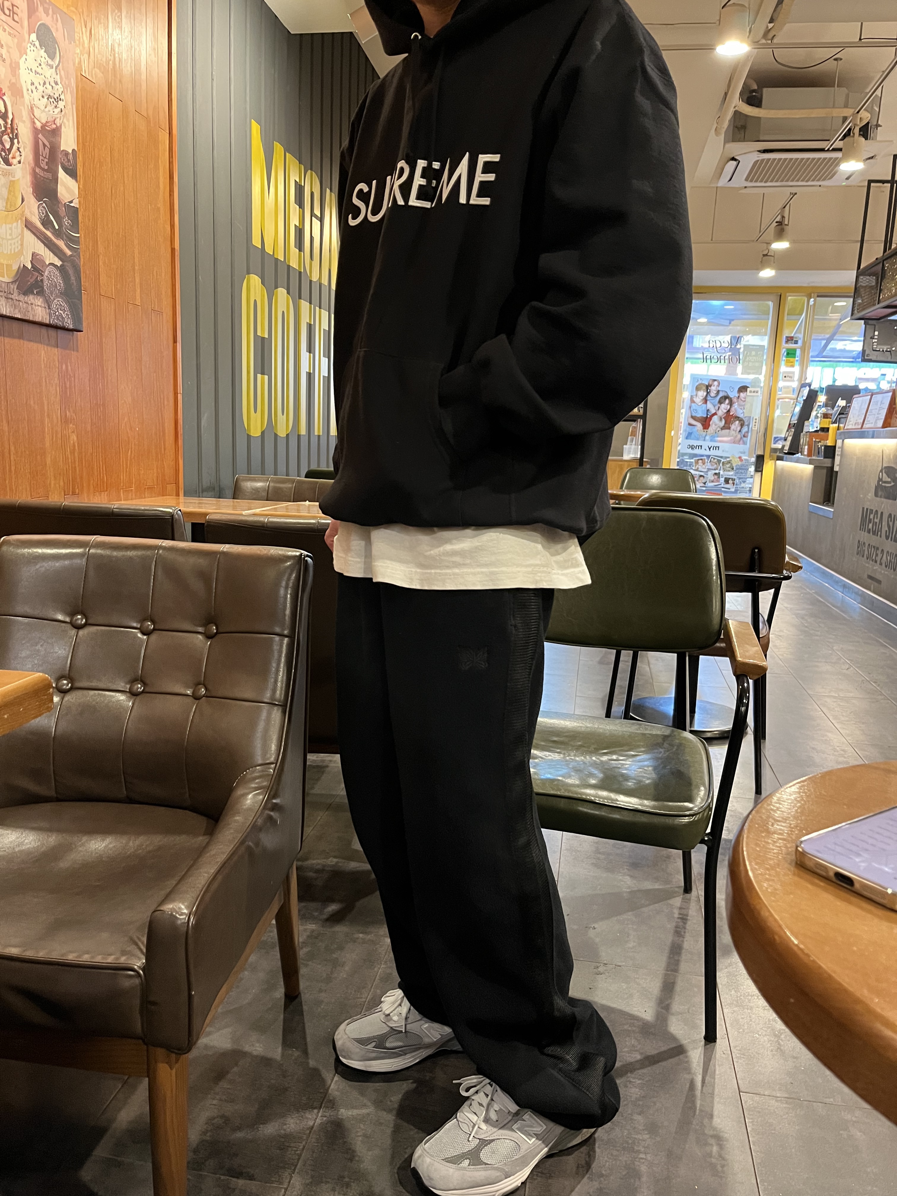 Uniqlo x Needles Fleece Wide Pants Black - KR 착용 스타일 - 1