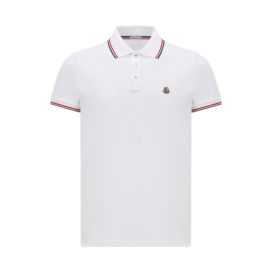 몽클레르 트라이컬러 트림드 코튼 피케 폴로 셔츠 옵티컬 화이트 - 26SS(Moncler Tricolour Trimmed Cotton Piquet Polo Shirt Optical White - 26SS)